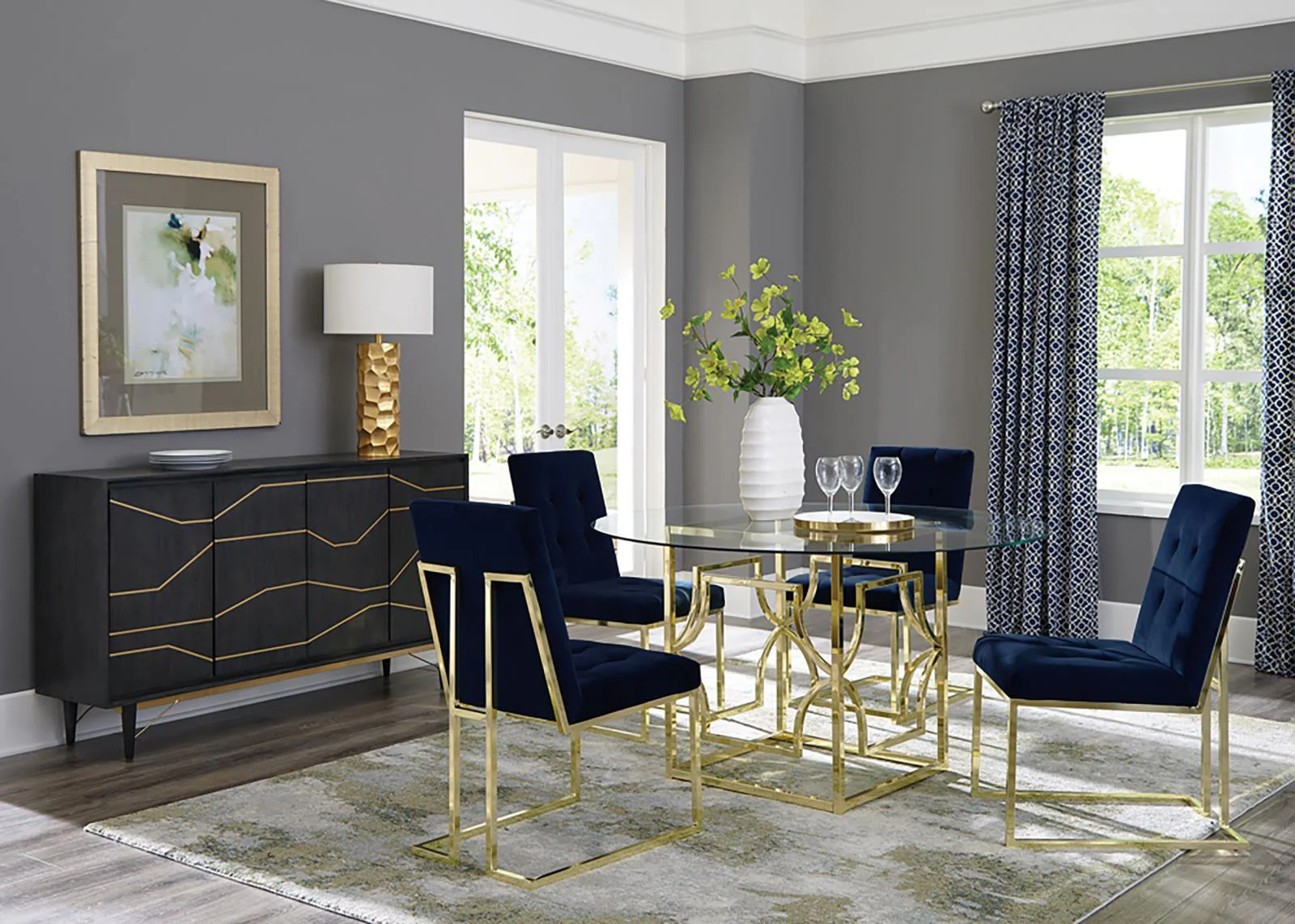 Starlight Clear and Brass Round Glass Top Dining Table - Image 5