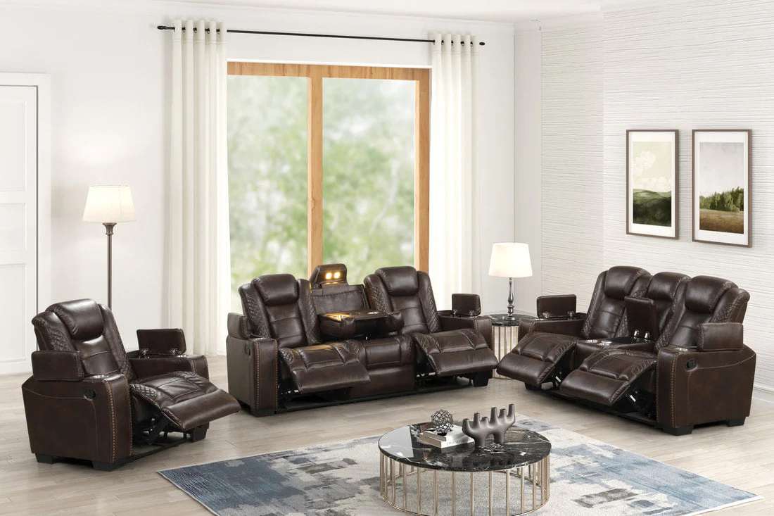 Stefano Espresso 3-Piece Reclining Living Room Set - Image 2