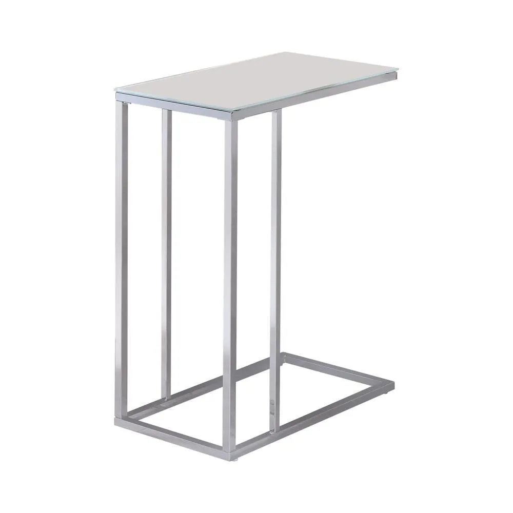 Stella Chrome/White Glass Top Accent Table - Image 2