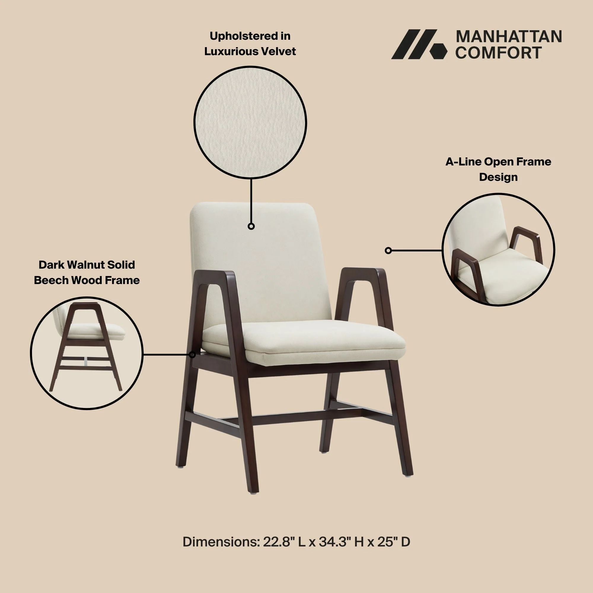 Stella Dining Armchair in Cream (set of 4) - Image 4