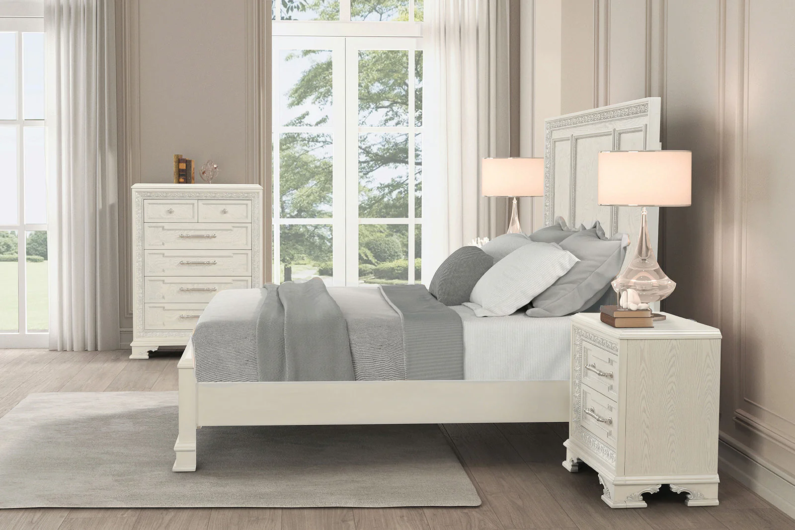 Stella Mia Creamy White King Bed - Image 3