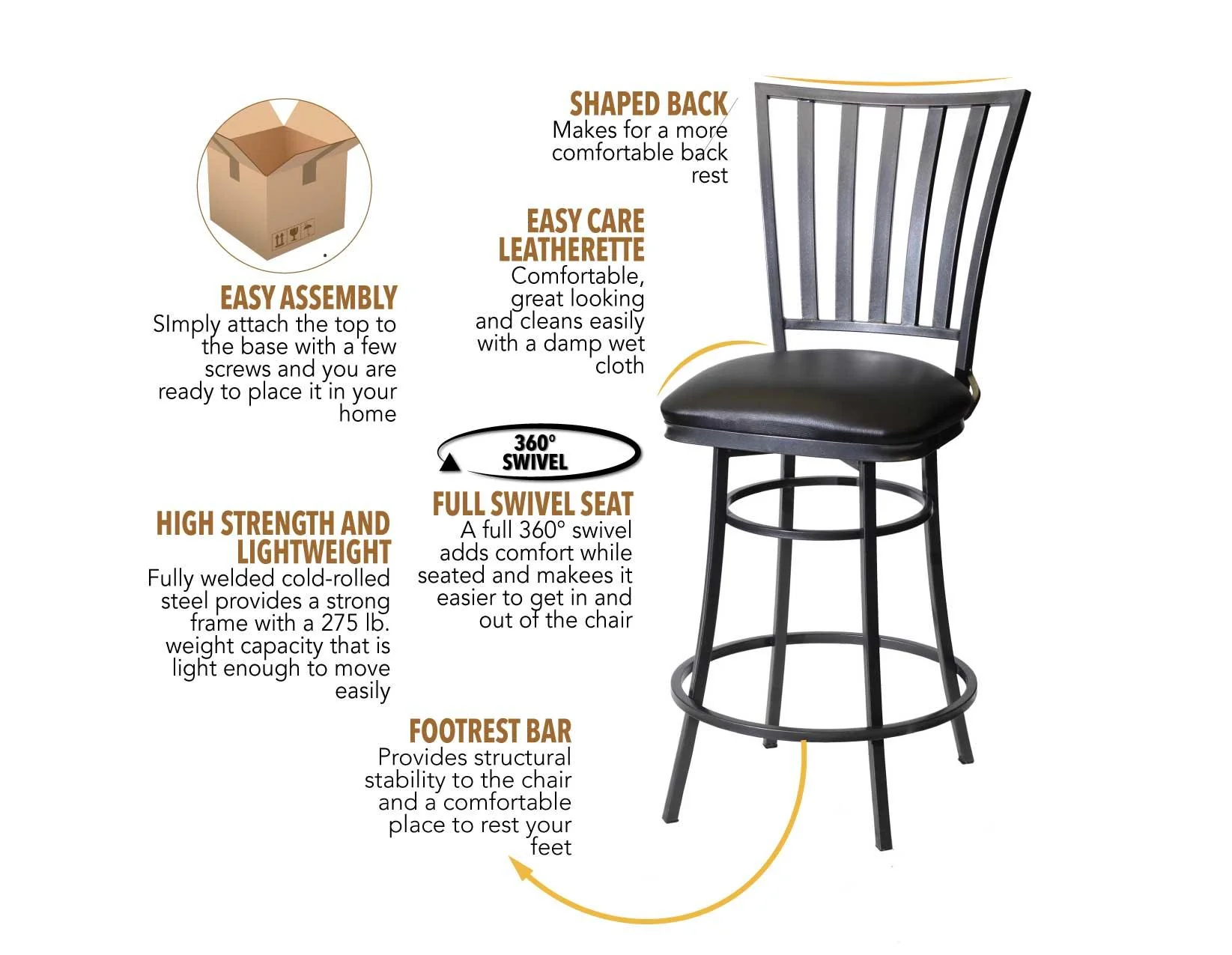 Stellan 24″ Counter Stool, Swivel - Image 2