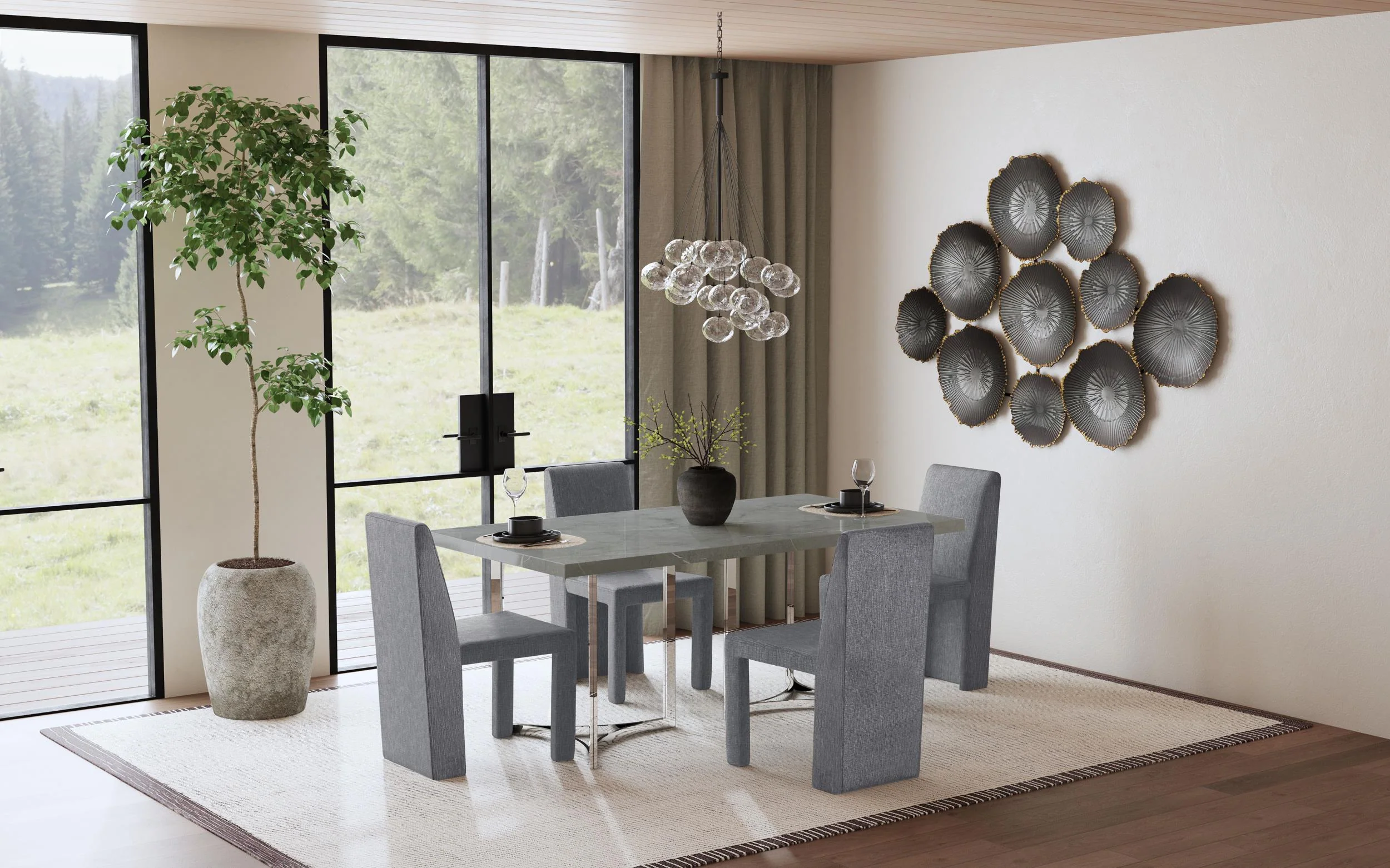 Sterling Gray Rectangular Faux Marble Dining Table - Image 12