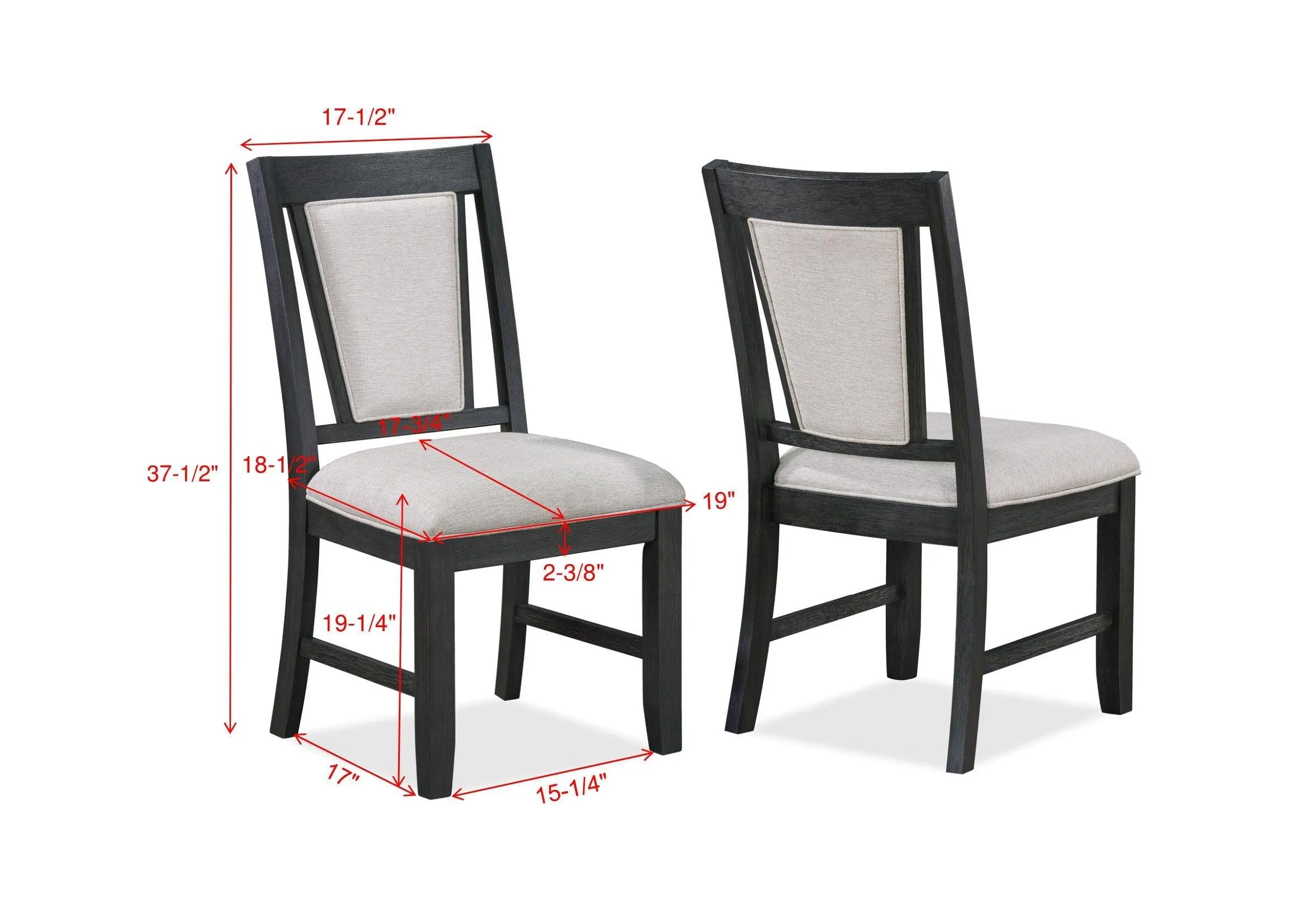 Stevens Charcoal Black and Light Gray Dining Chair, Set of 2 - Image 5