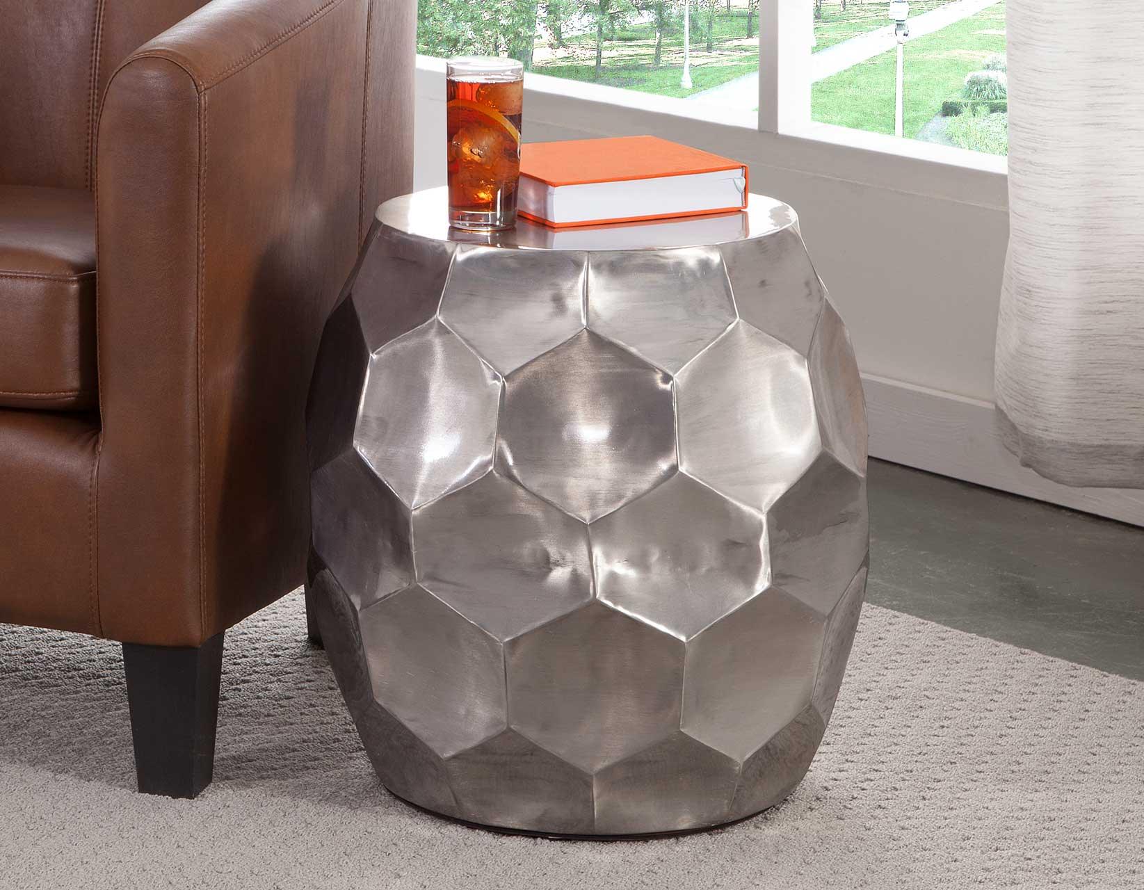 Stomp Round End Table, Nickel - Image 3