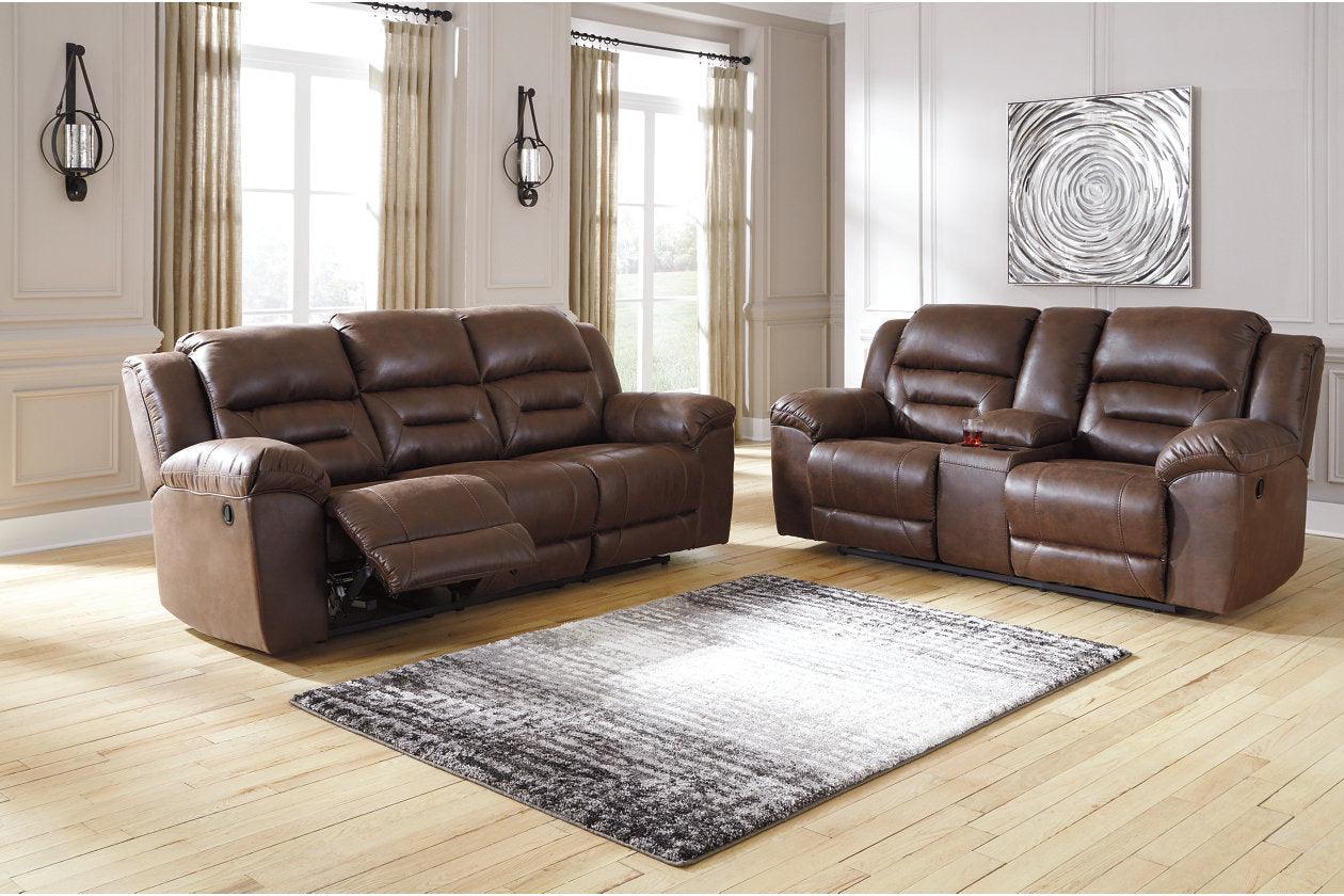 Stoneland Chocolate Manual Reclining Loveseat with Console - Image 4