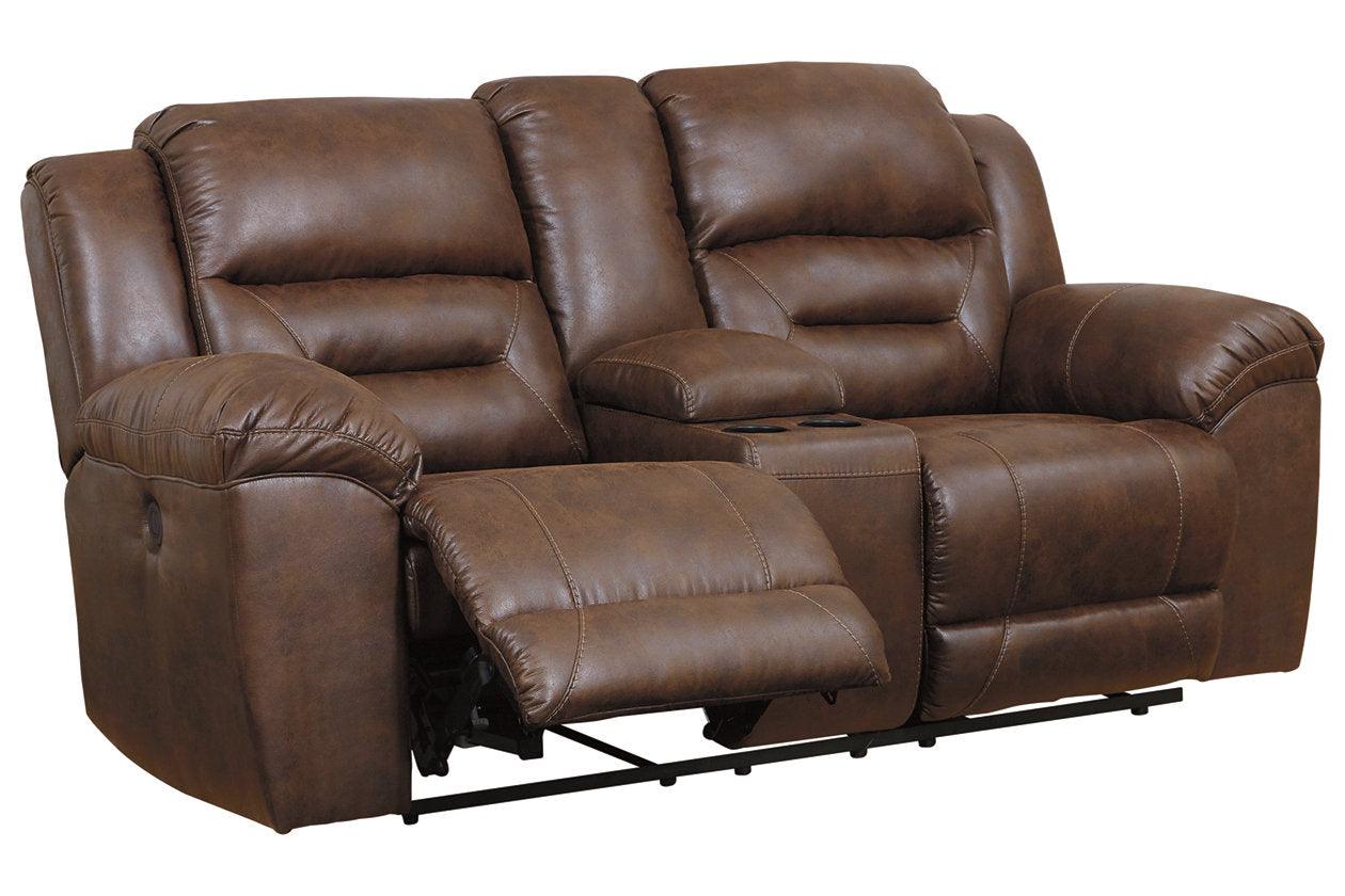 Stoneland Chocolate Power Reclining Loveseat with Console - Image 2