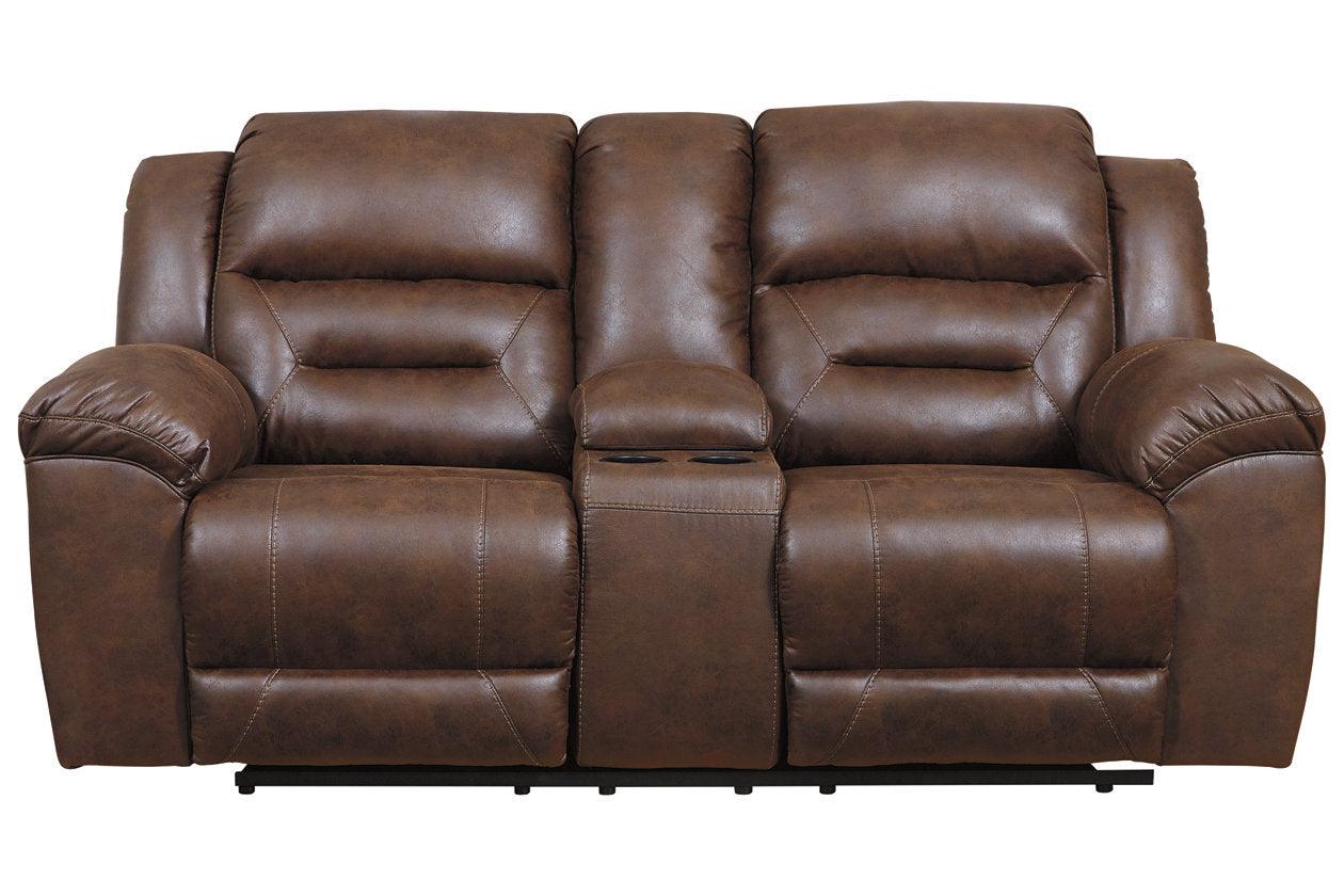 Stoneland Chocolate Power Reclining Loveseat with Console - Image 3