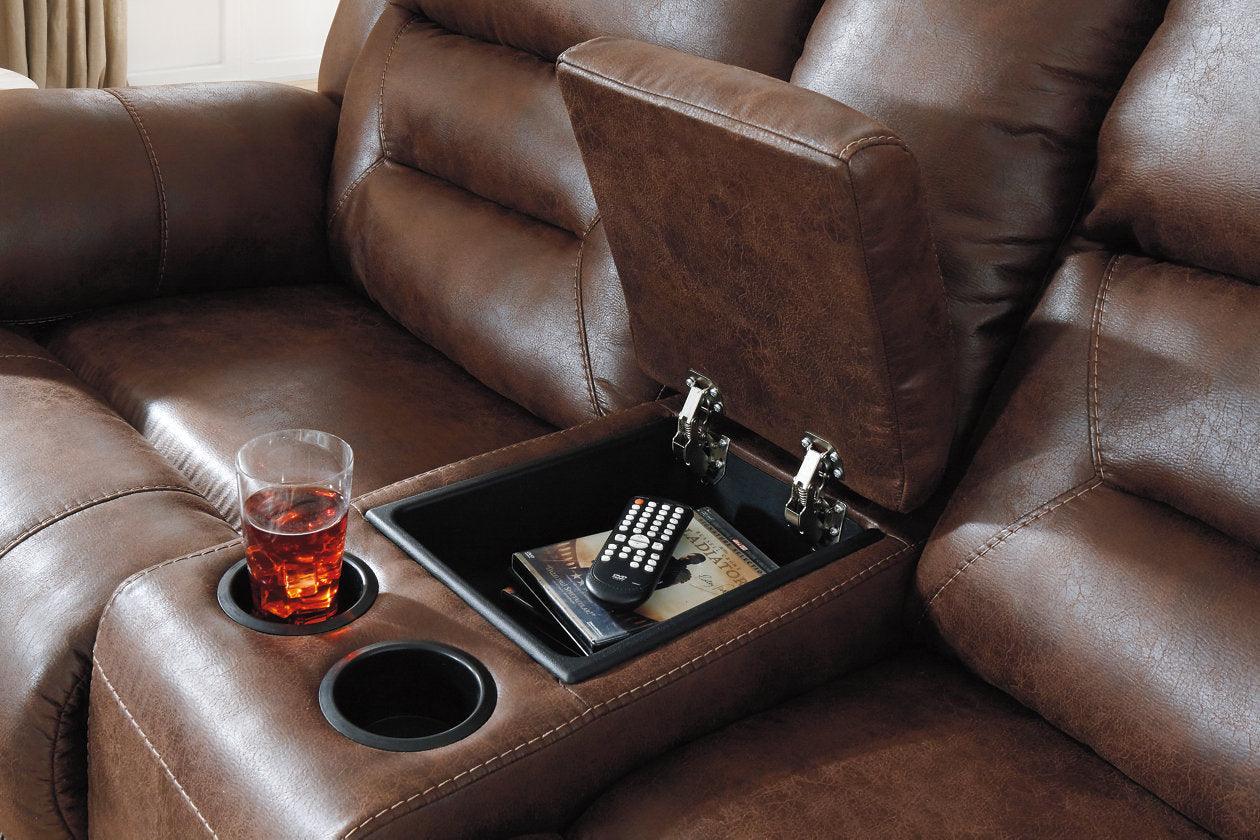 Stoneland Chocolate Power Reclining Loveseat with Console - Image 5