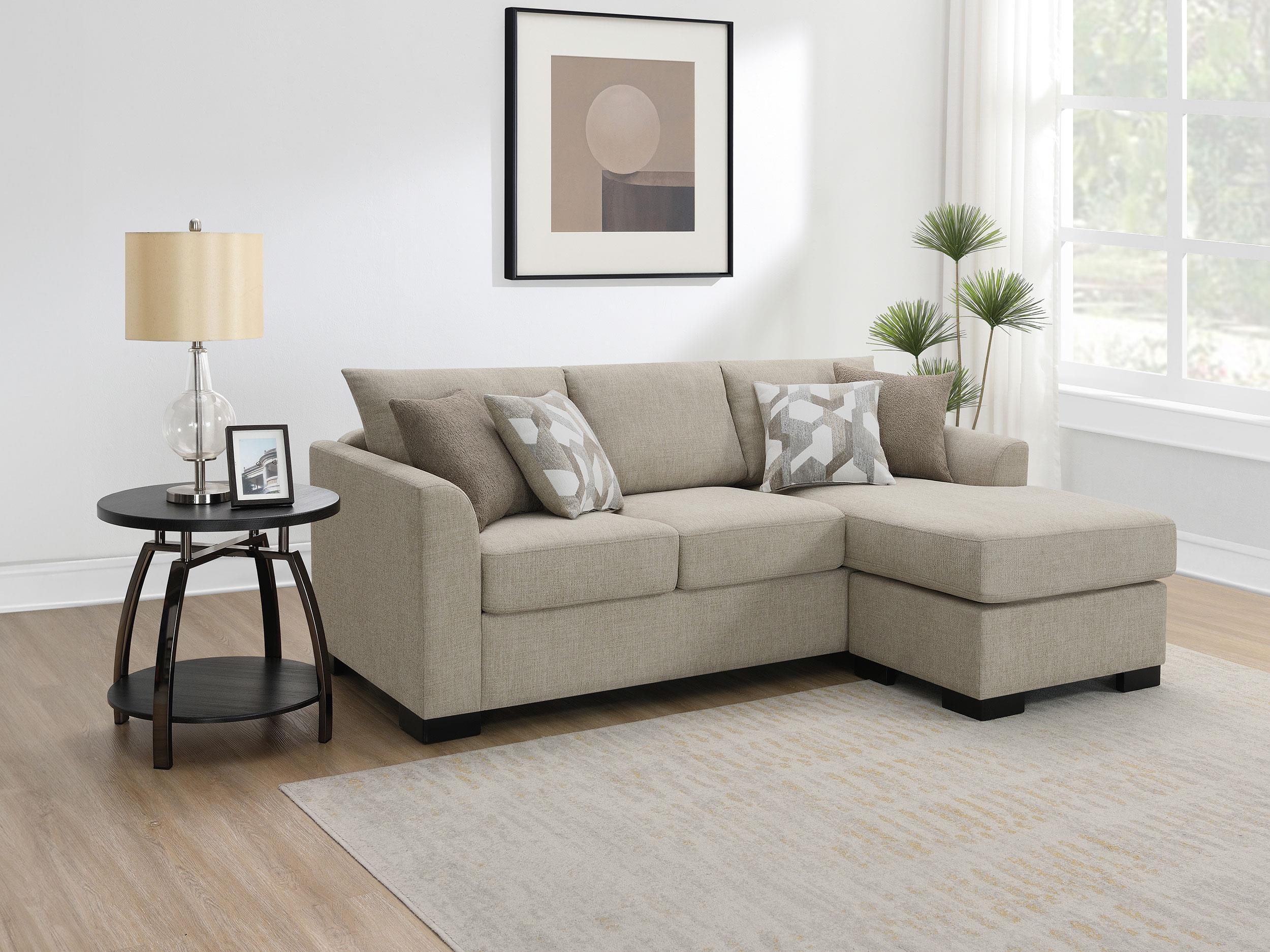 Storey Camel Upholstered Sleeper Sectional Chaise Sofa