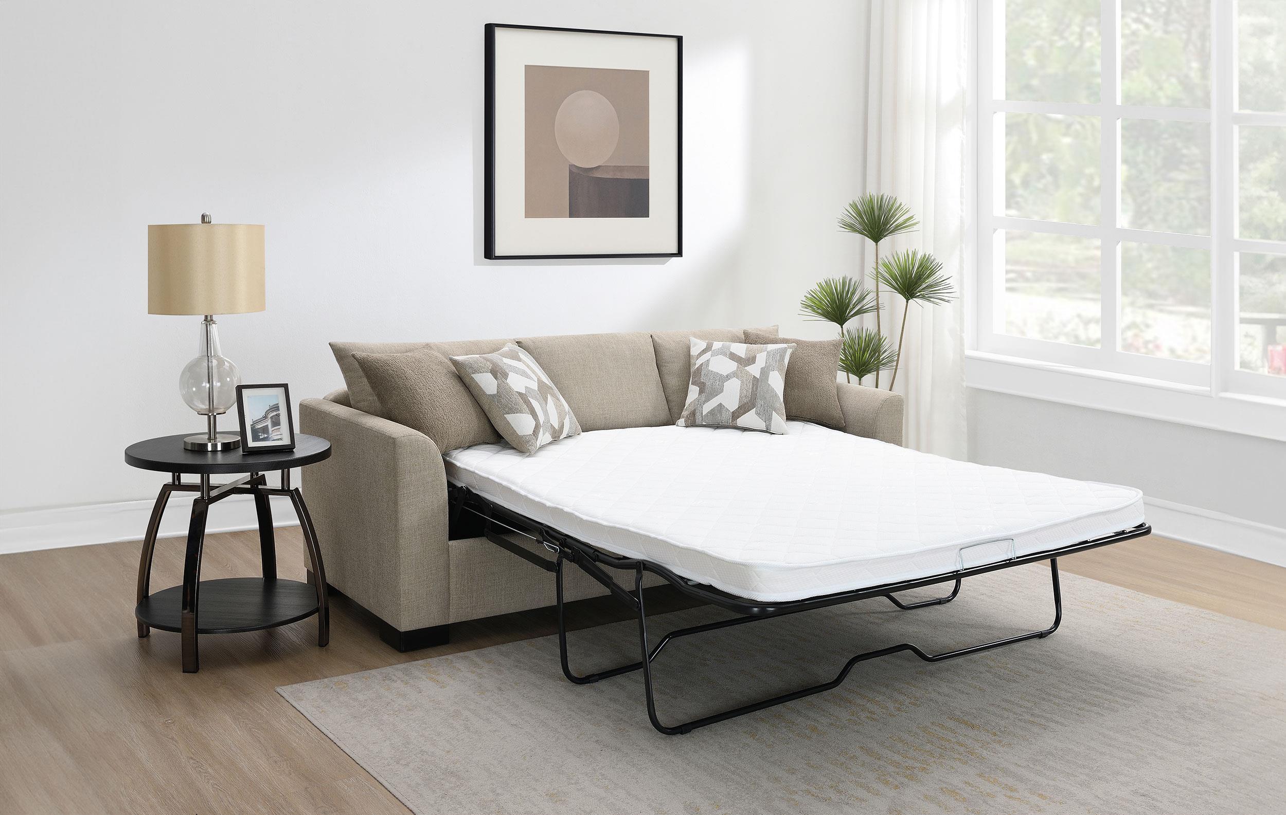 Storey Camel Upholstered Sleeper Sectional Chaise Sofa - Image 2