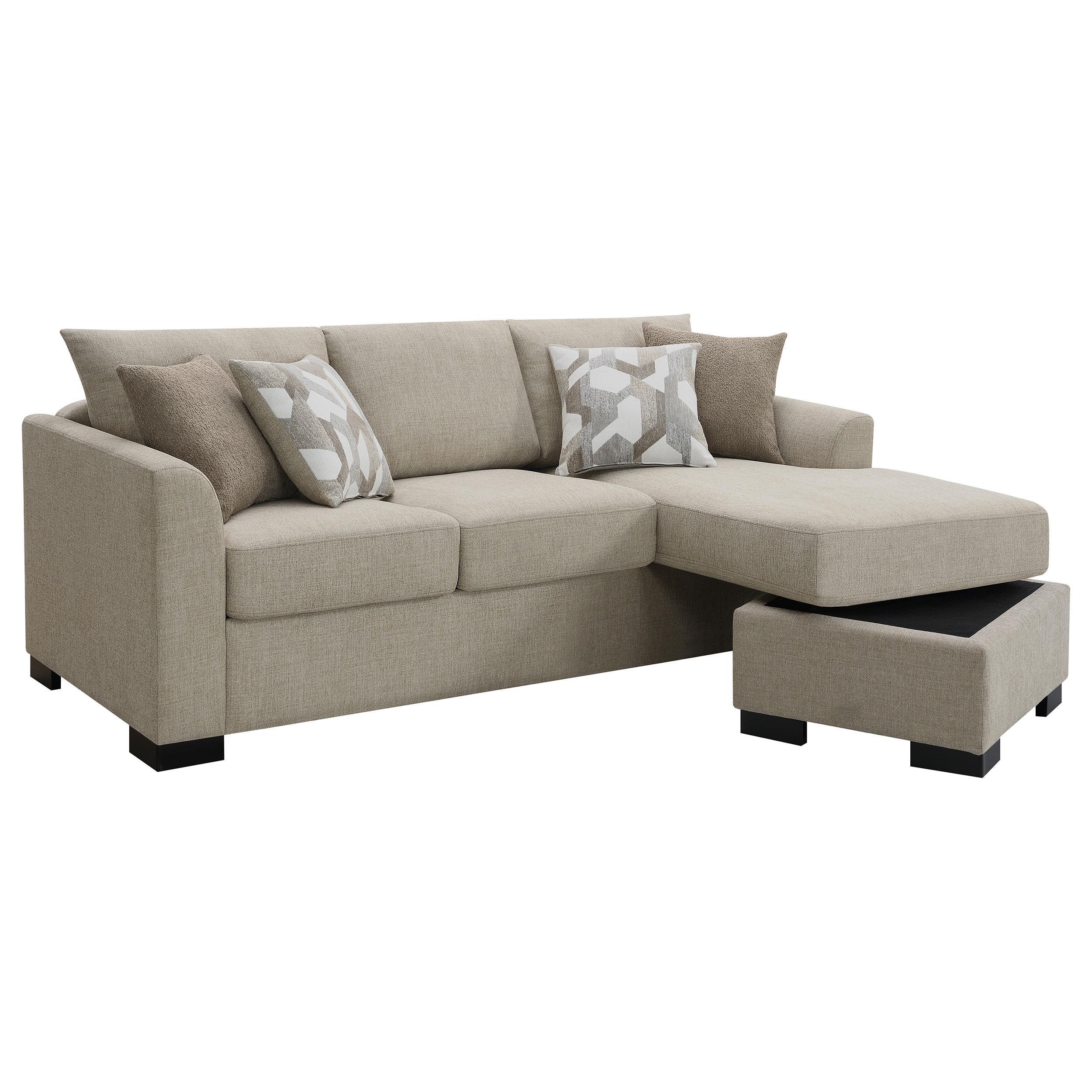 Storey Camel Upholstered Sleeper Sectional Chaise Sofa - Image 4