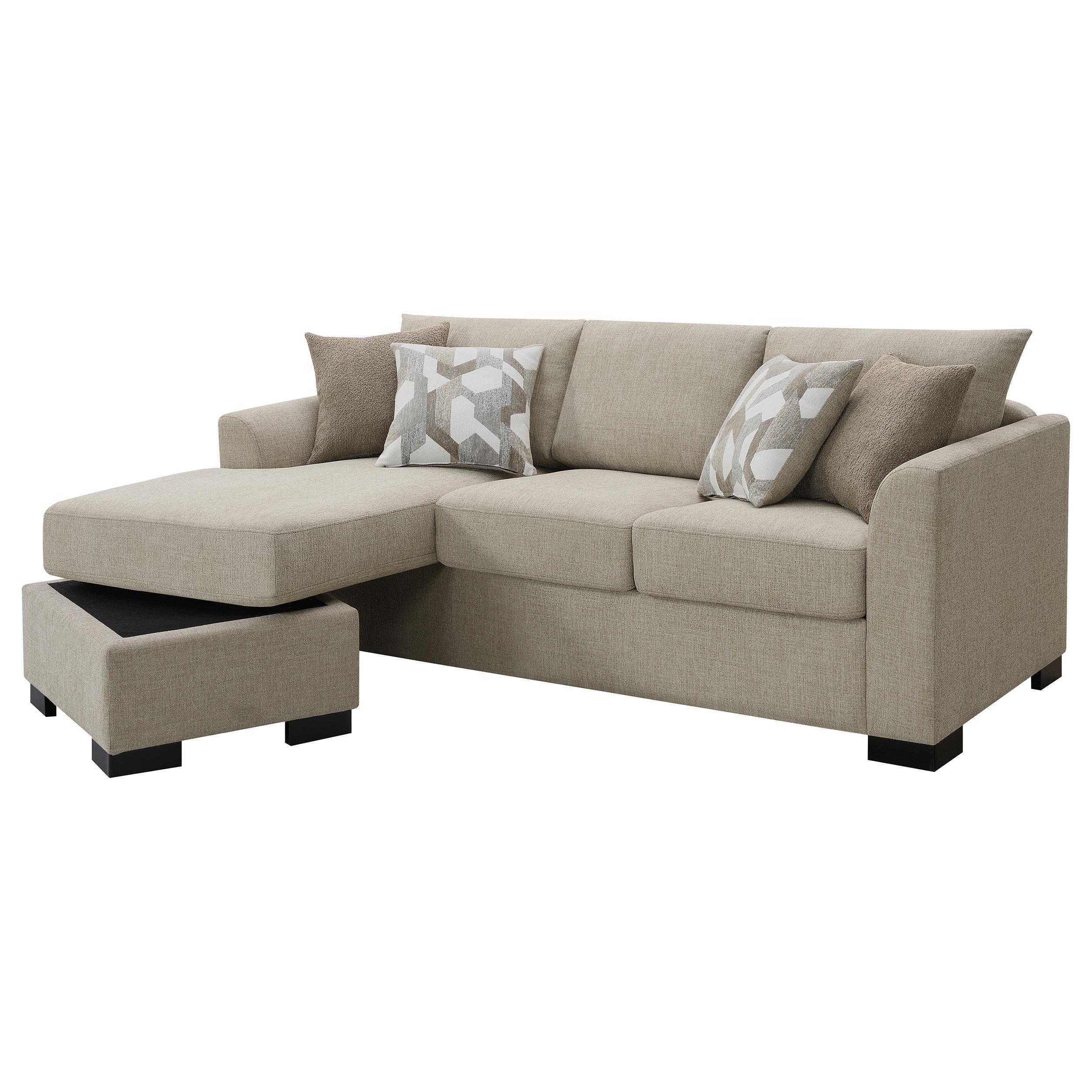 Storey Camel Upholstered Sleeper Sectional Chaise Sofa - Image 7