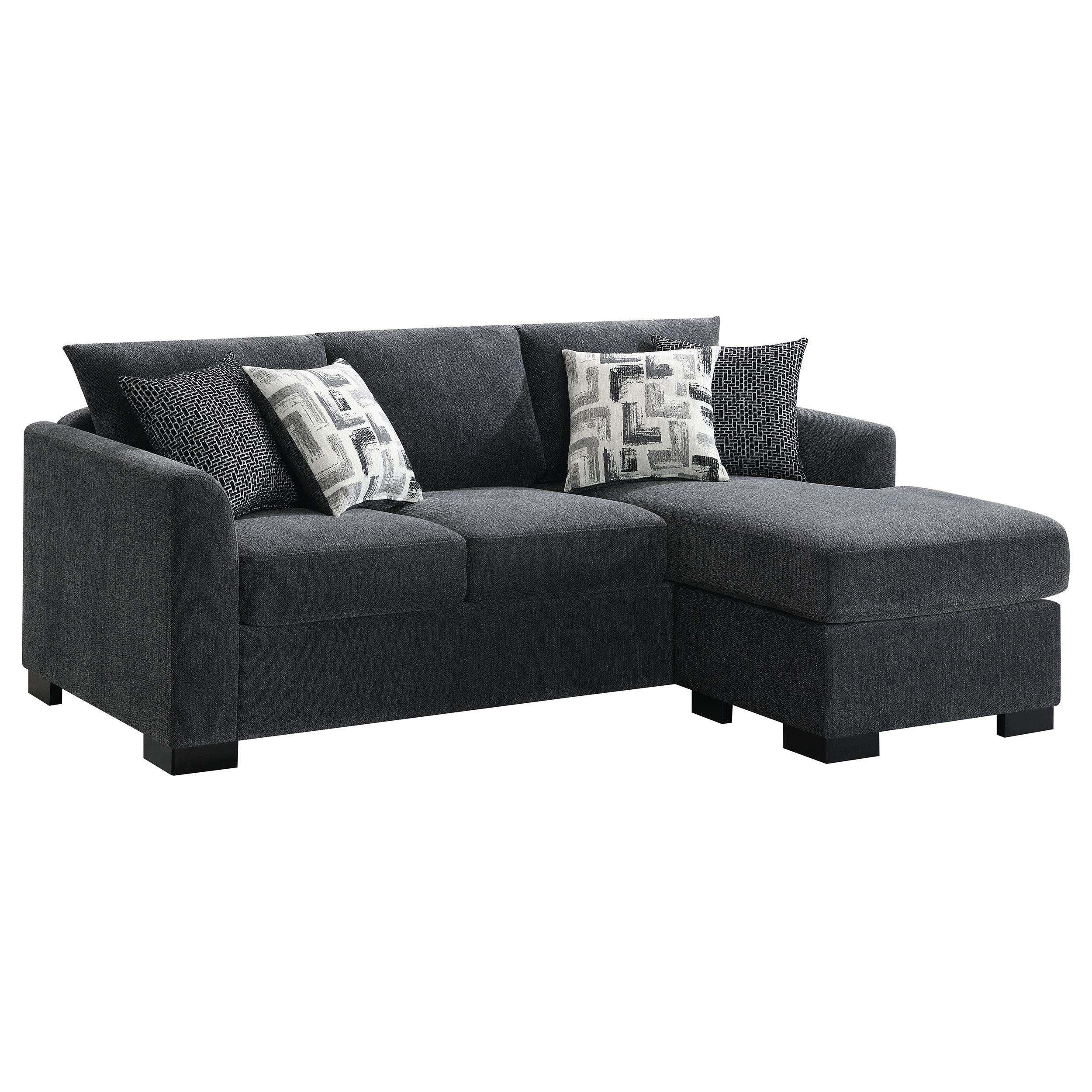 Storey Dark Grey Upholstered Sleeper Sectional Chaise Sofa - Image 3