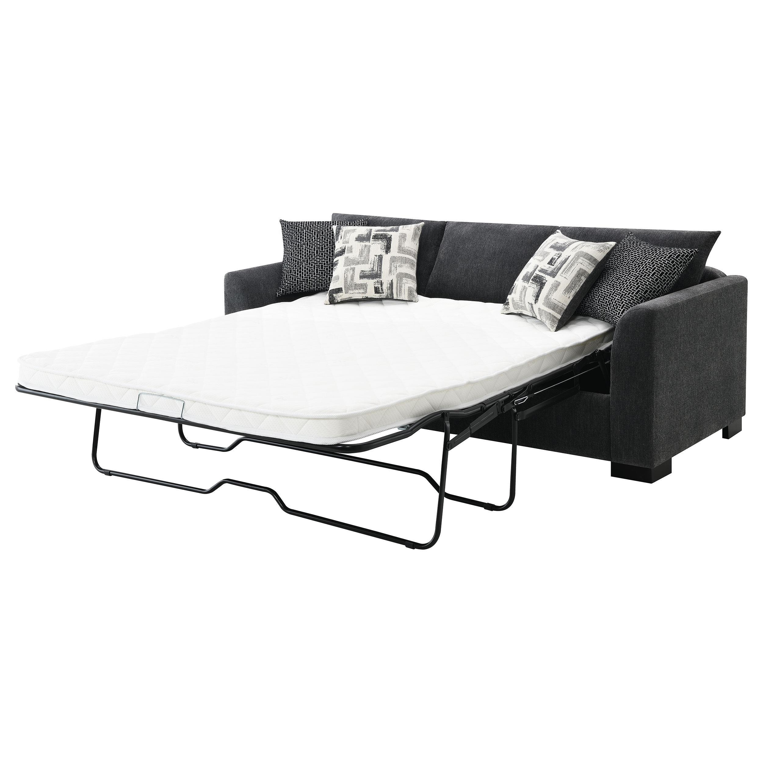 Storey Dark Grey Upholstered Sleeper Sectional Chaise Sofa - Image 8