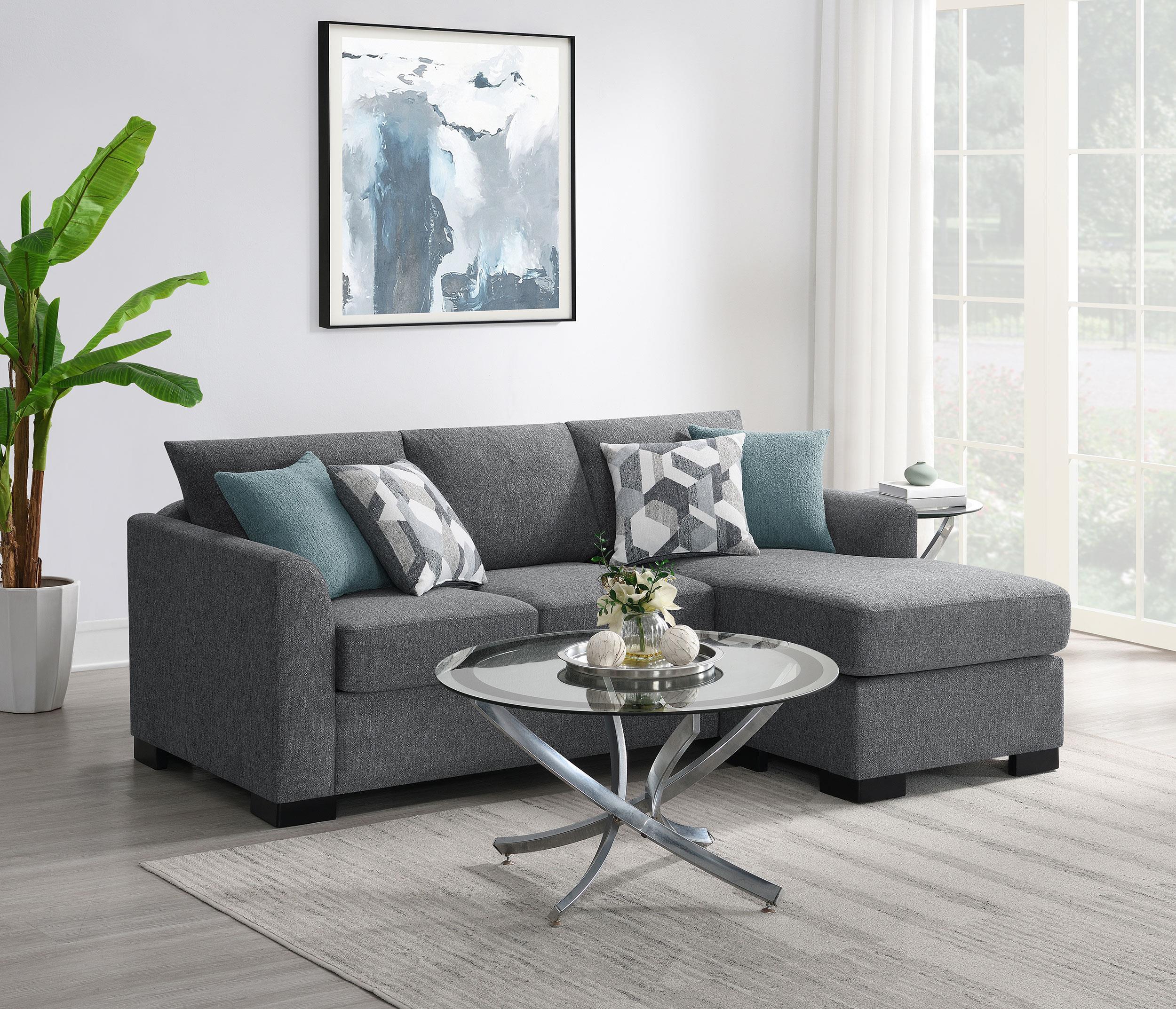 Storey Grey Upholstered Sleeper Sectional Chaise Sofa