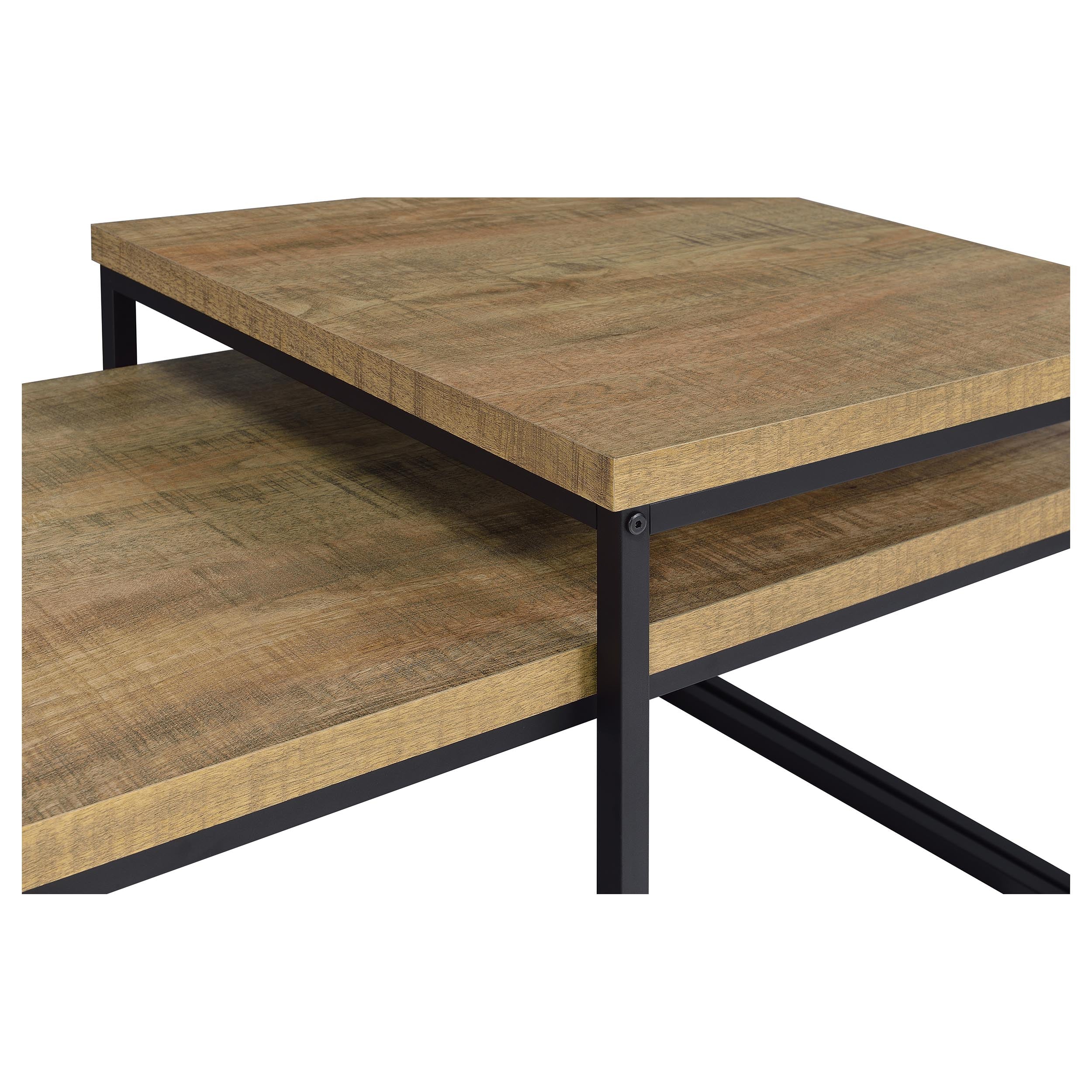 Straden Mango and Black 3-piece Engineered Wood Coffee Table Set - Image 10