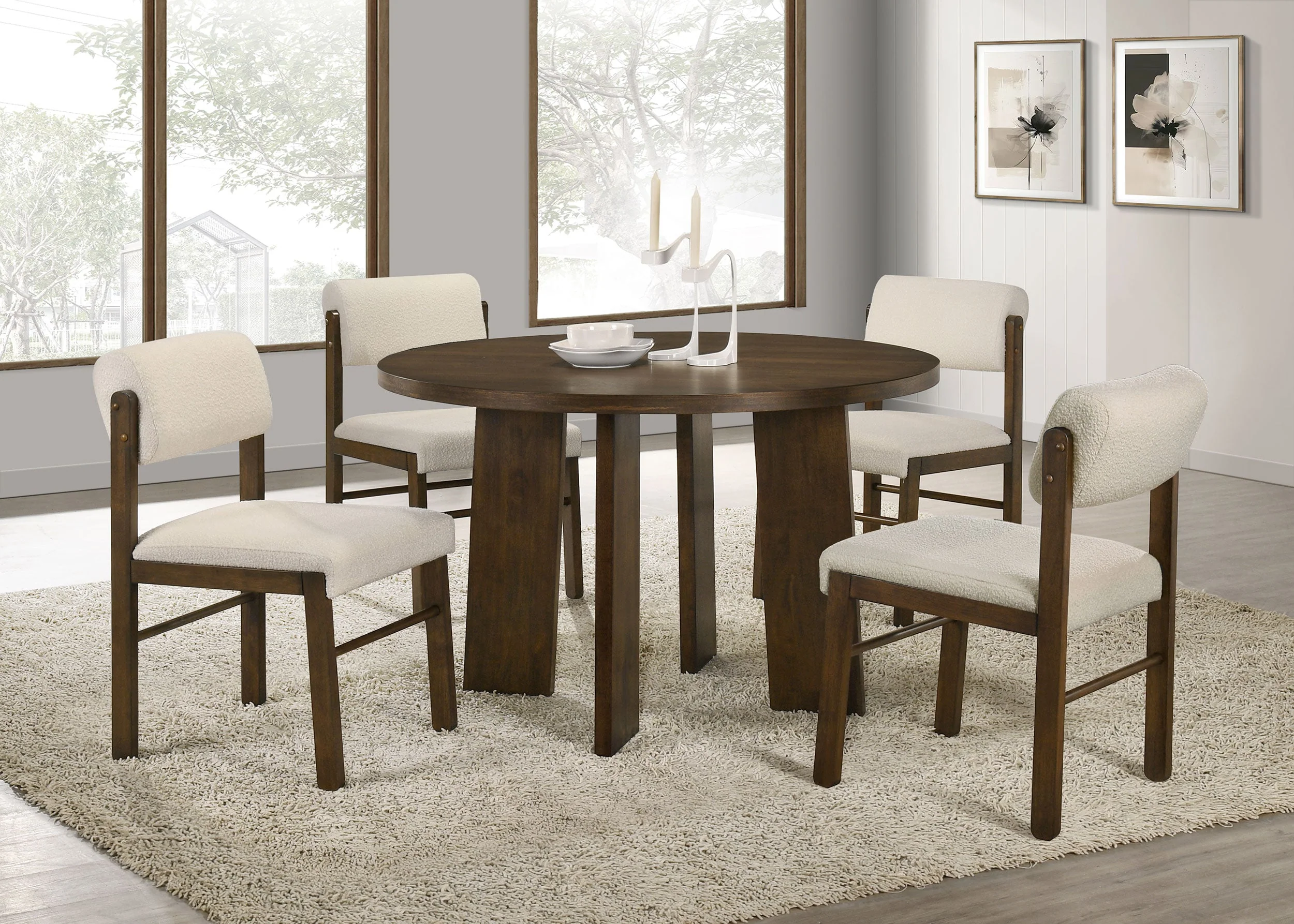 Strouse Cream/Walnut 5-piece Dining Set