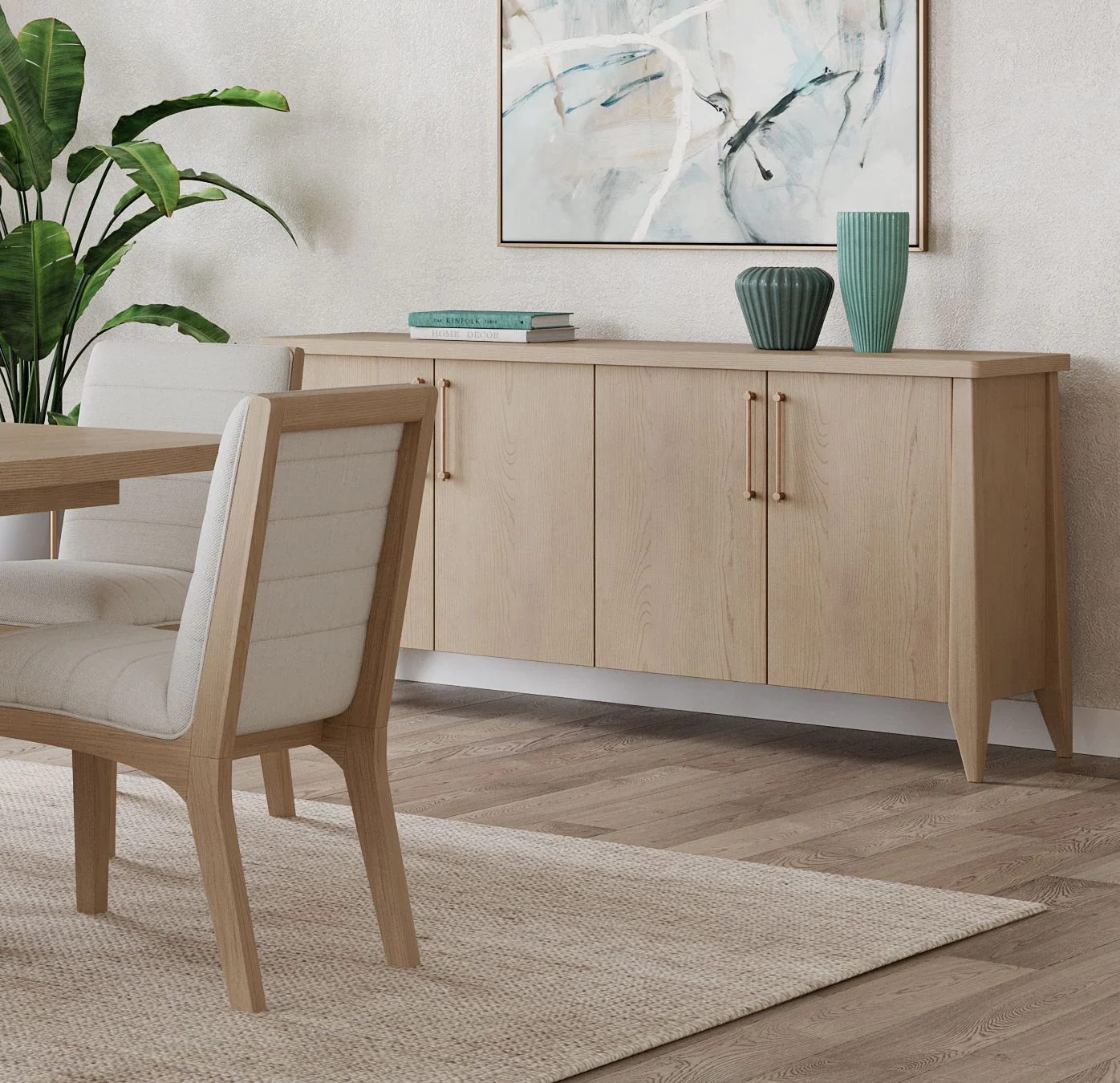 Sumire Four Door Ash Wood Sideboard in Ginger - Image 3