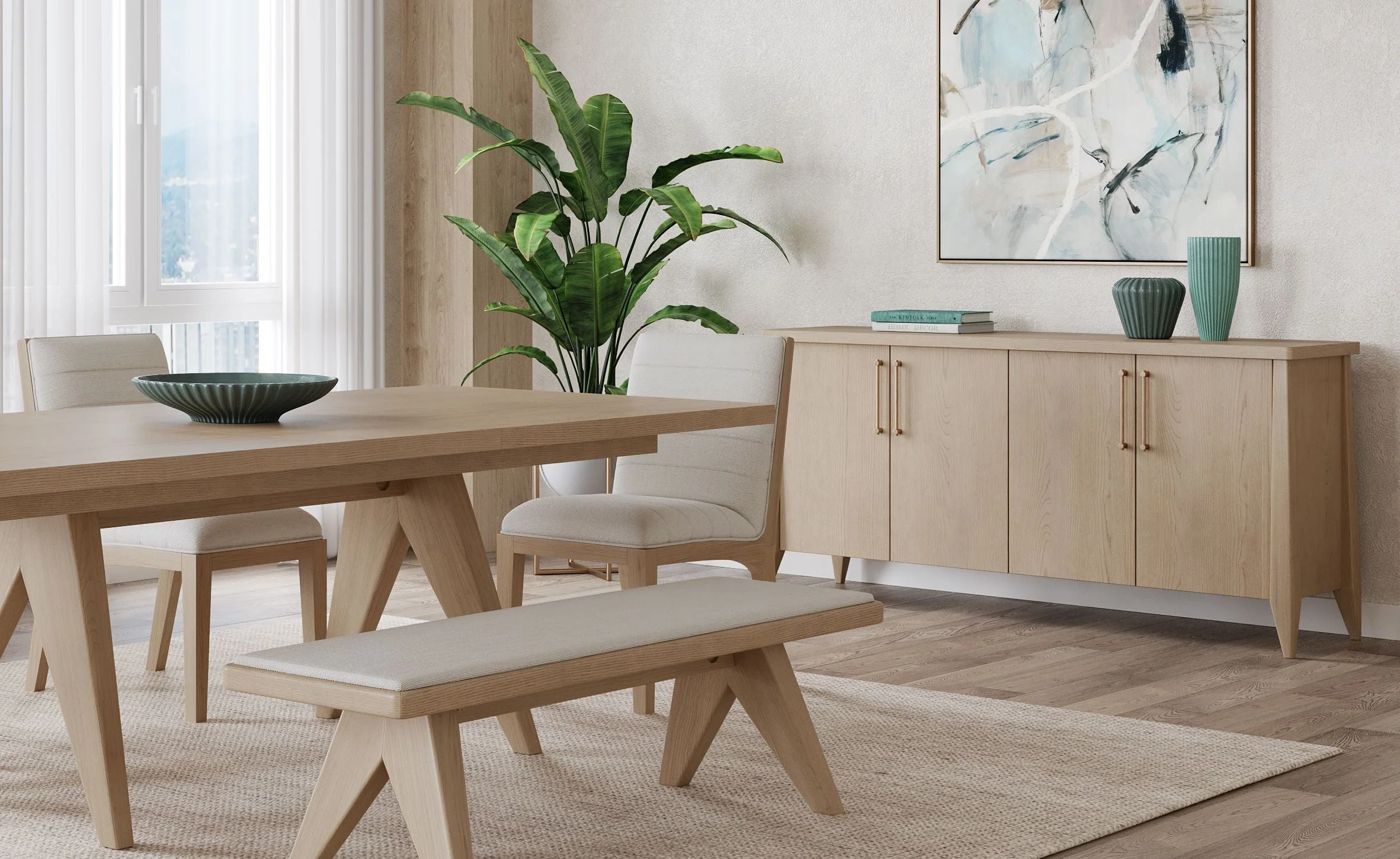 Sumire Four Door Ash Wood Sideboard in Ginger - Image 4