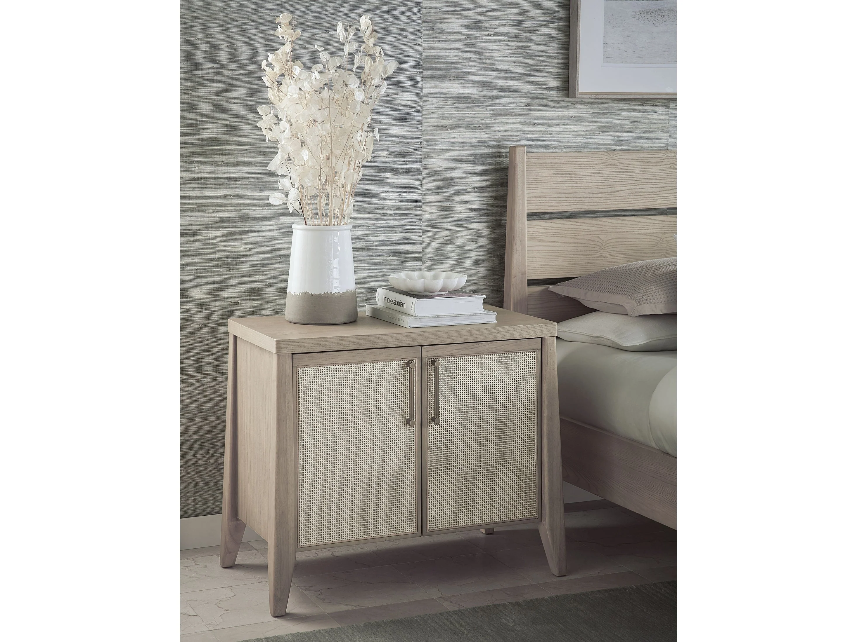 Sumire Ginger/Natural Cane Two Door Ash Wood Bachelor Chest