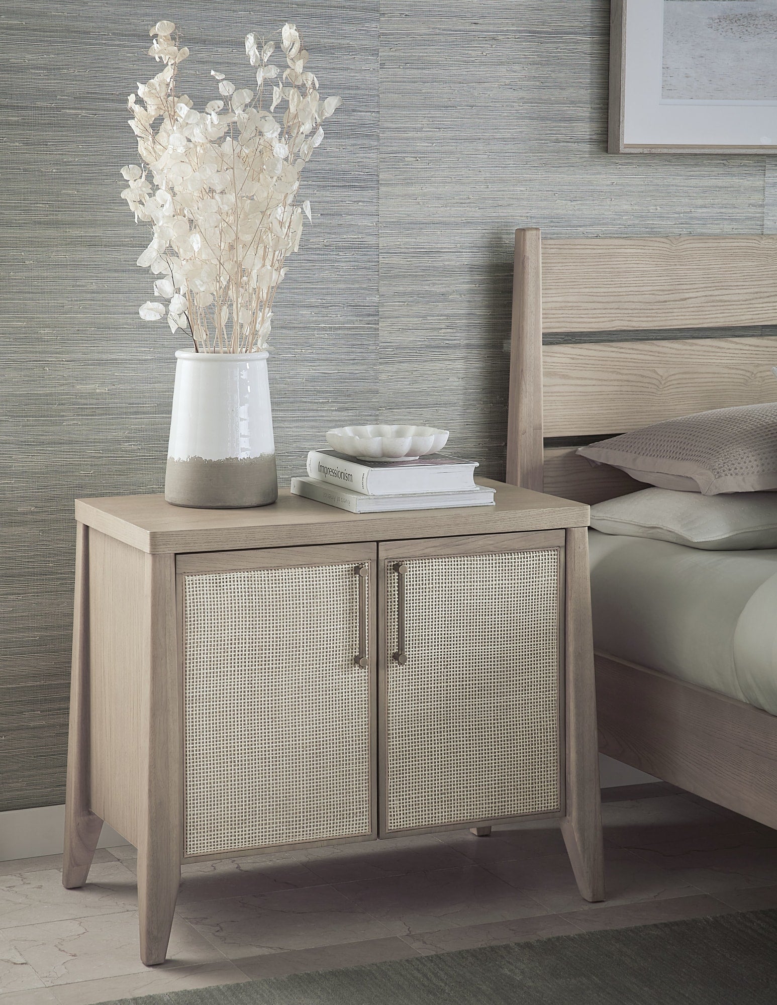 Sumire Ginger/Natural Cane Two Door Ash Wood Bachelor Chest - Image 2