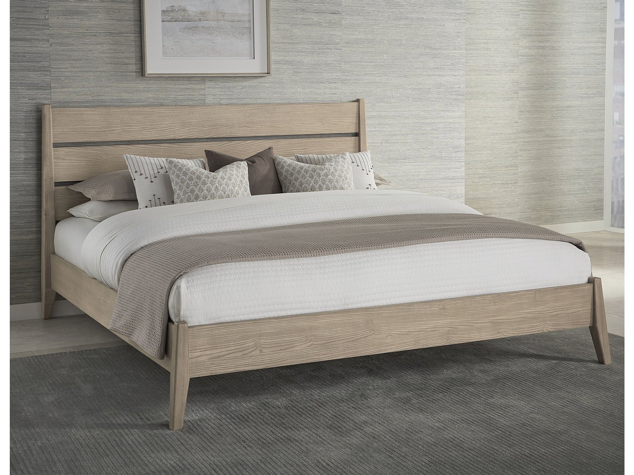 Sumire Slatted Ash Wood Eastern King Platform Bed in Ginger