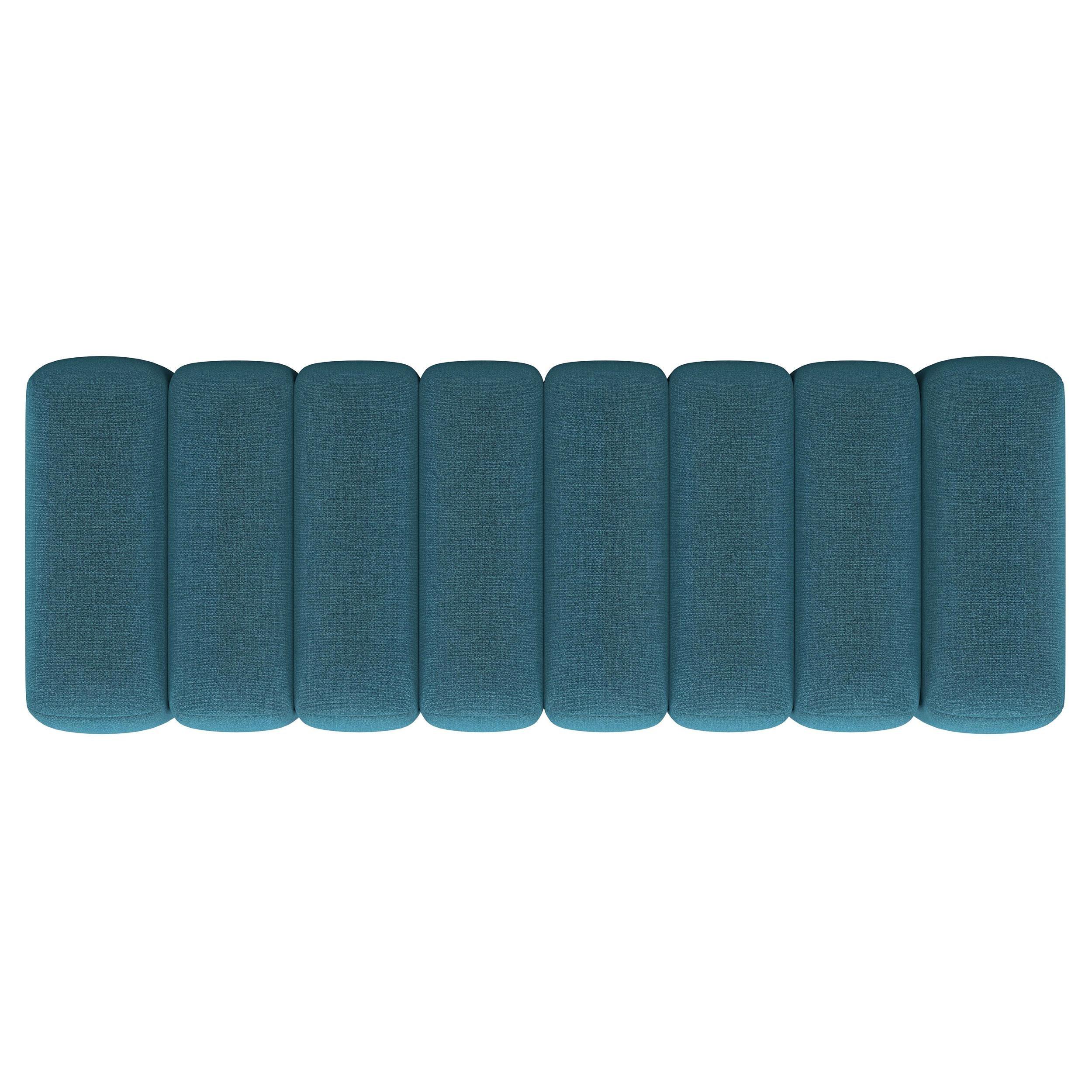 Summer Peacock Blue Upholstered Channel Tufted Accent Bench - Image 5