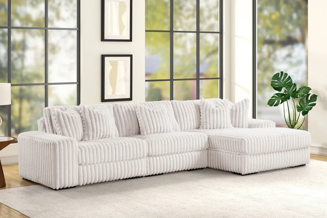 Sunday Corduroy Beige 3-Piece RAF Sectional