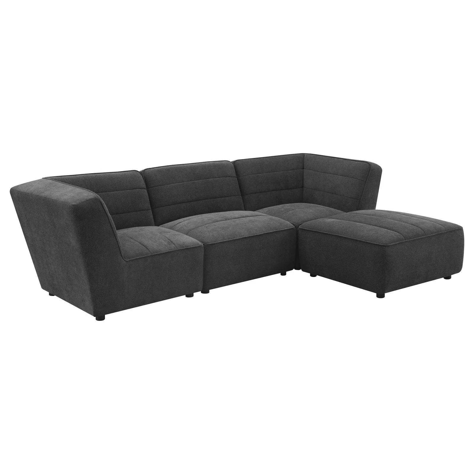 Sunny Dark Charcoal Upholstered Square Ottoman - Image 4