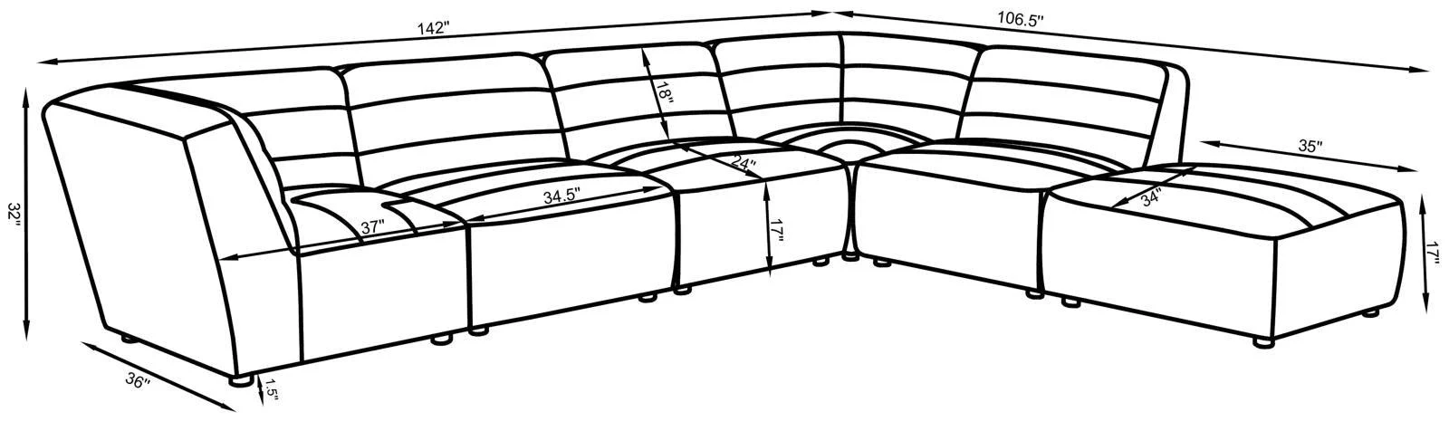Sunny Natural Upholstered 6-Piece Sectional - Image 13