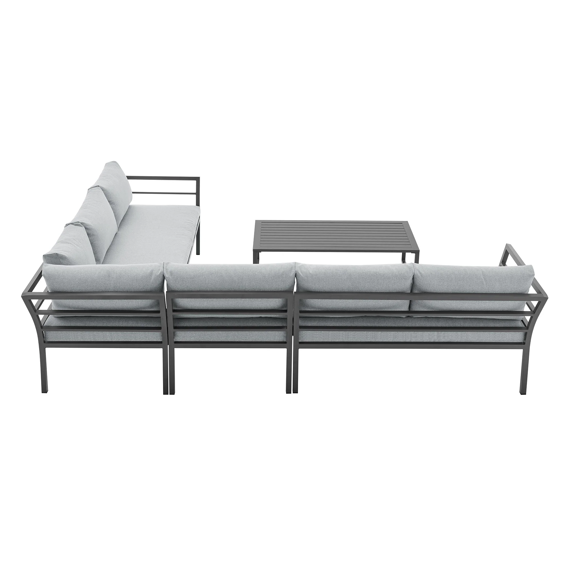 Sunnyside Corner Patio Conversation Set with Table in Grey on Grey - Image 11