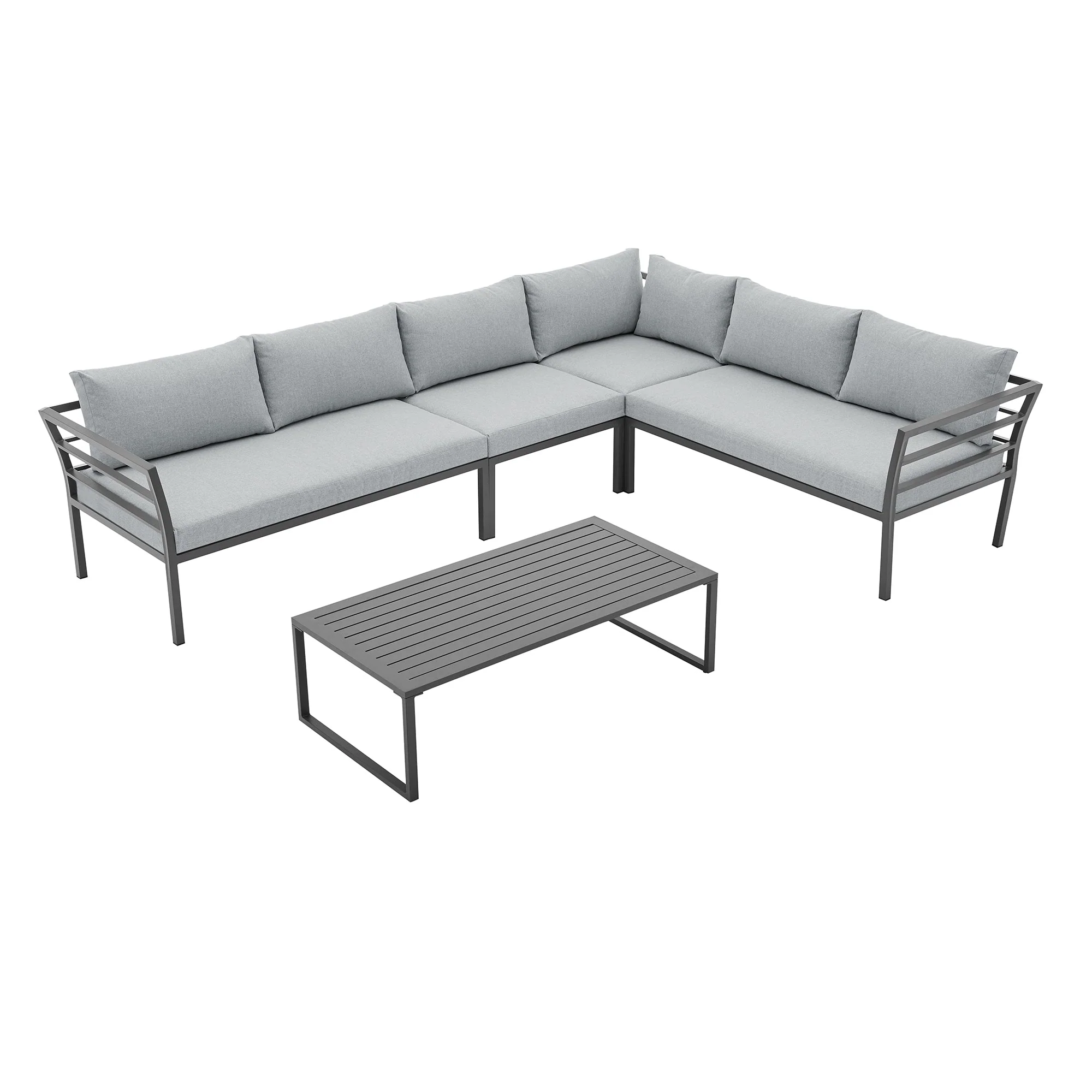 Sunnyside Corner Patio Conversation Set with Table in Grey on Grey - Image 9