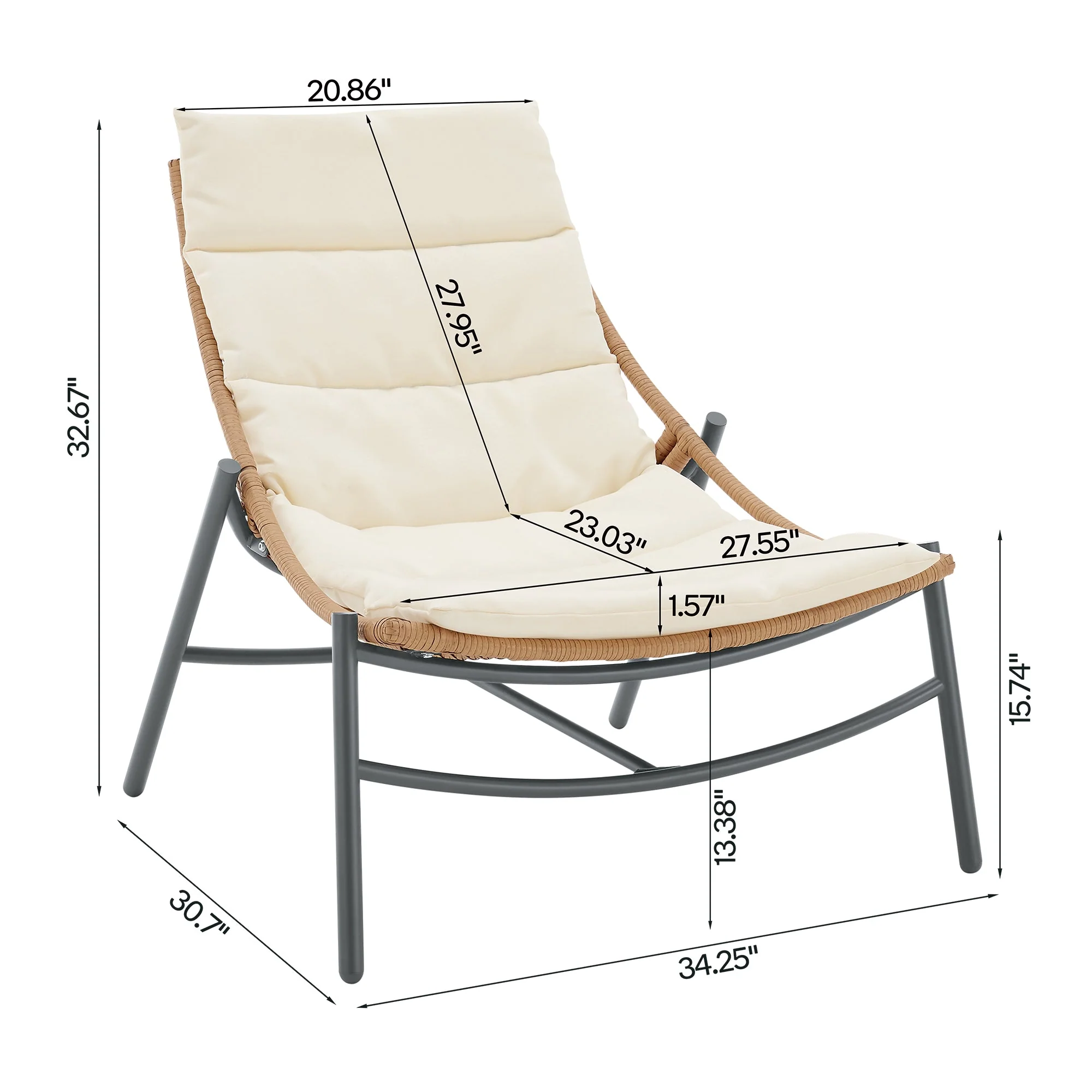 Sunset 3-Piece Patio Conversation Set in Cream - Image 3