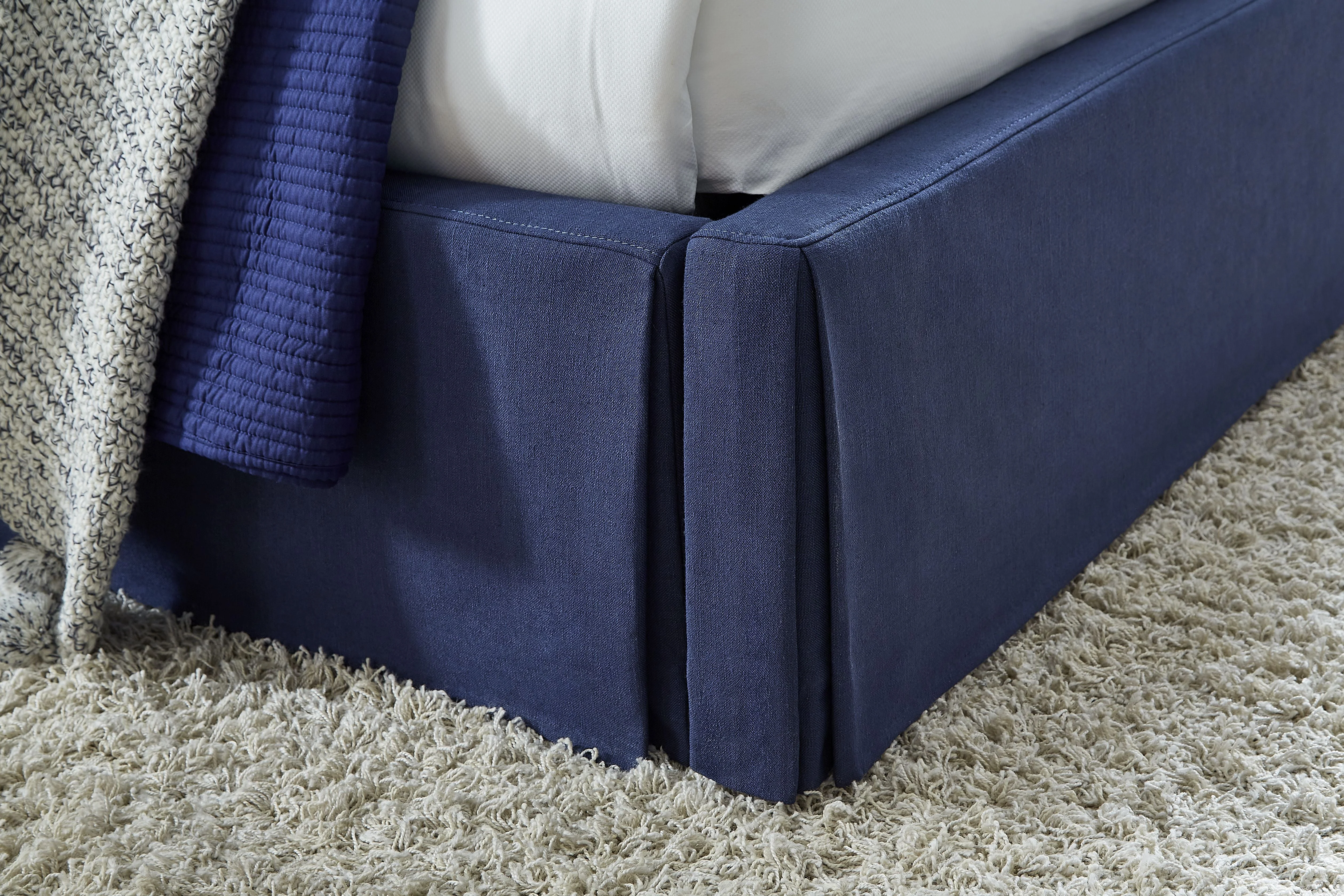 Sur Skirted Footboard California King  Storage Panel Bed in Navy - Image 3