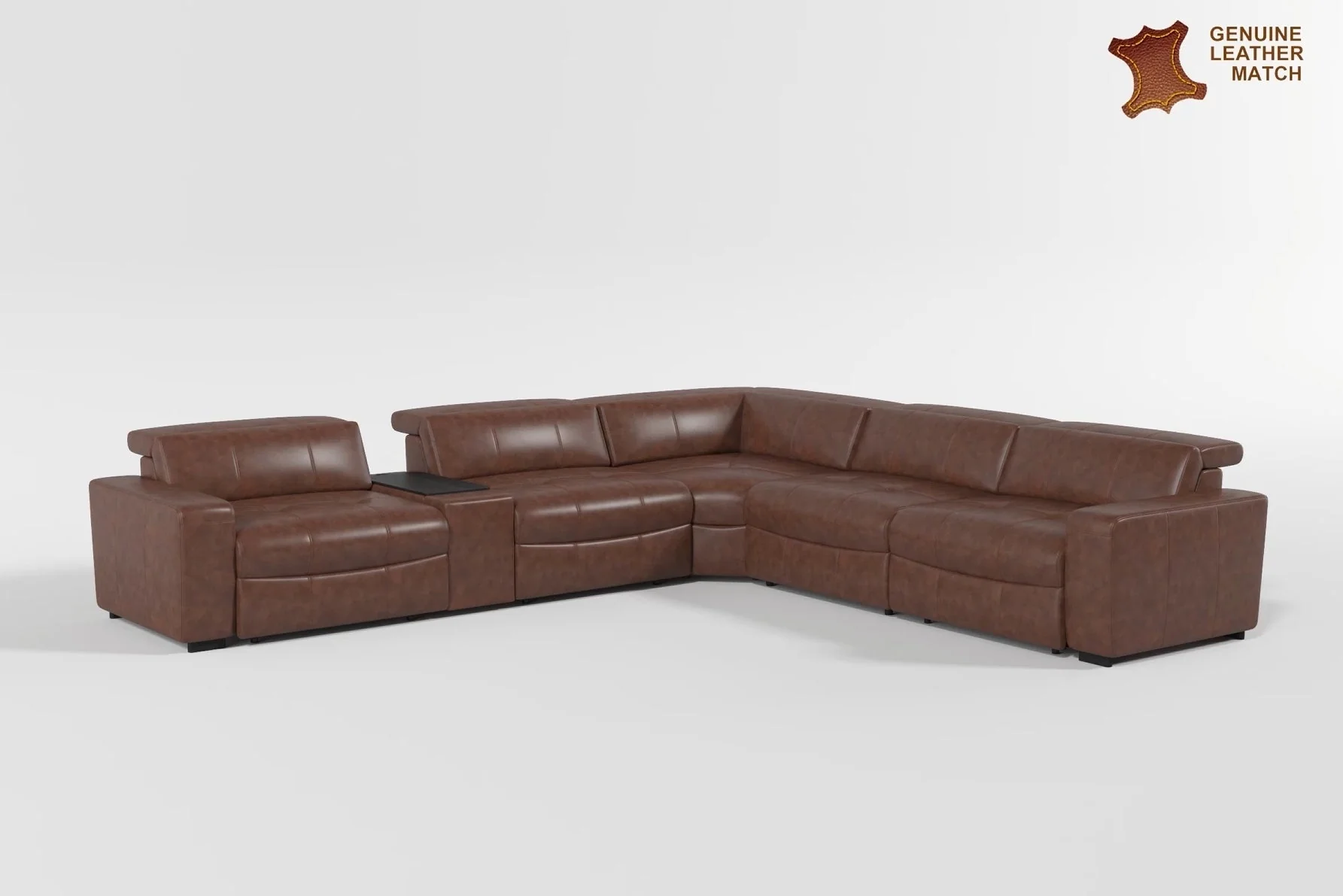 Sutton Brown 6-Piece Modular Leather Power Reclining Sectional