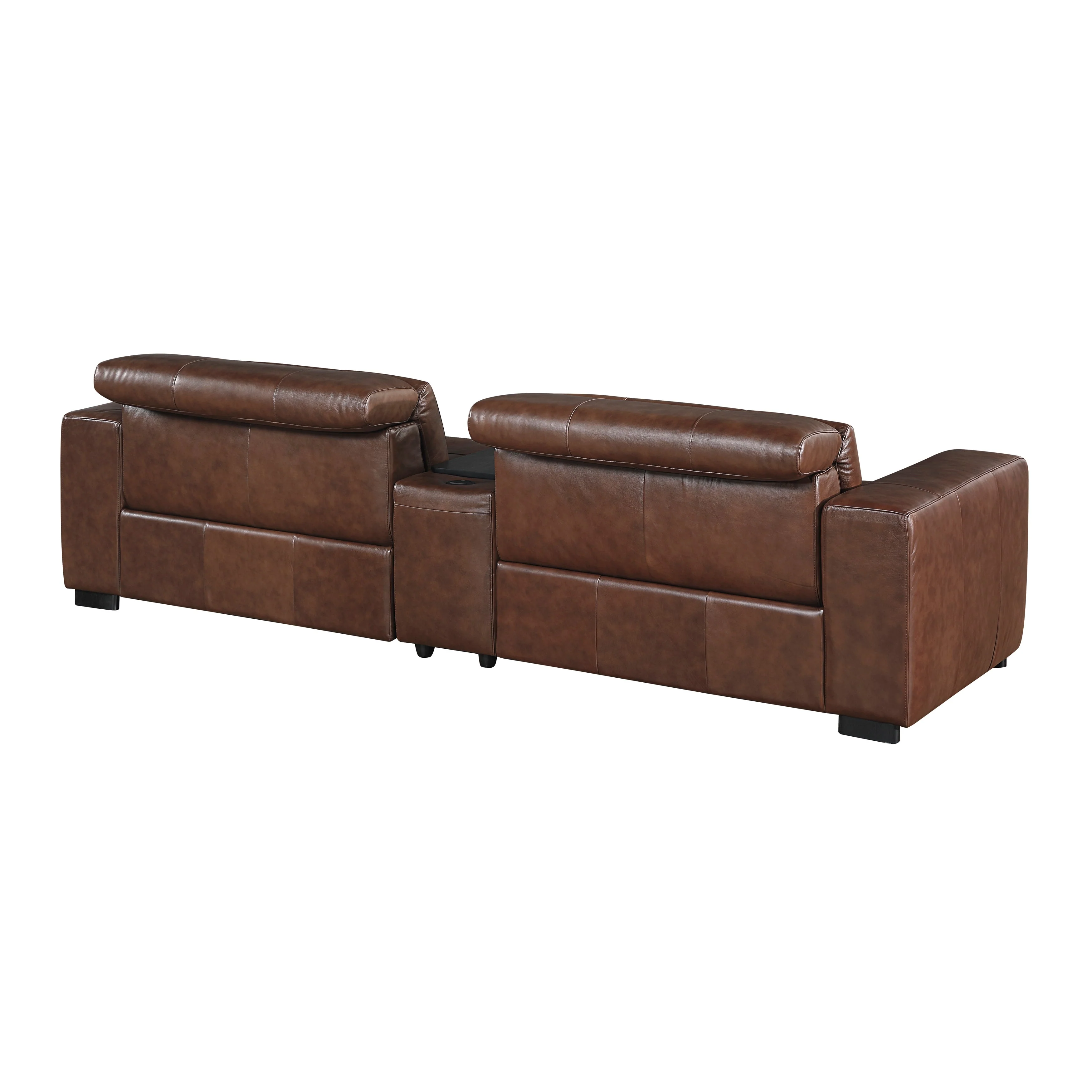Sutton Brown Leather Power Double Reclining Loveseat with Center Console - Image 8