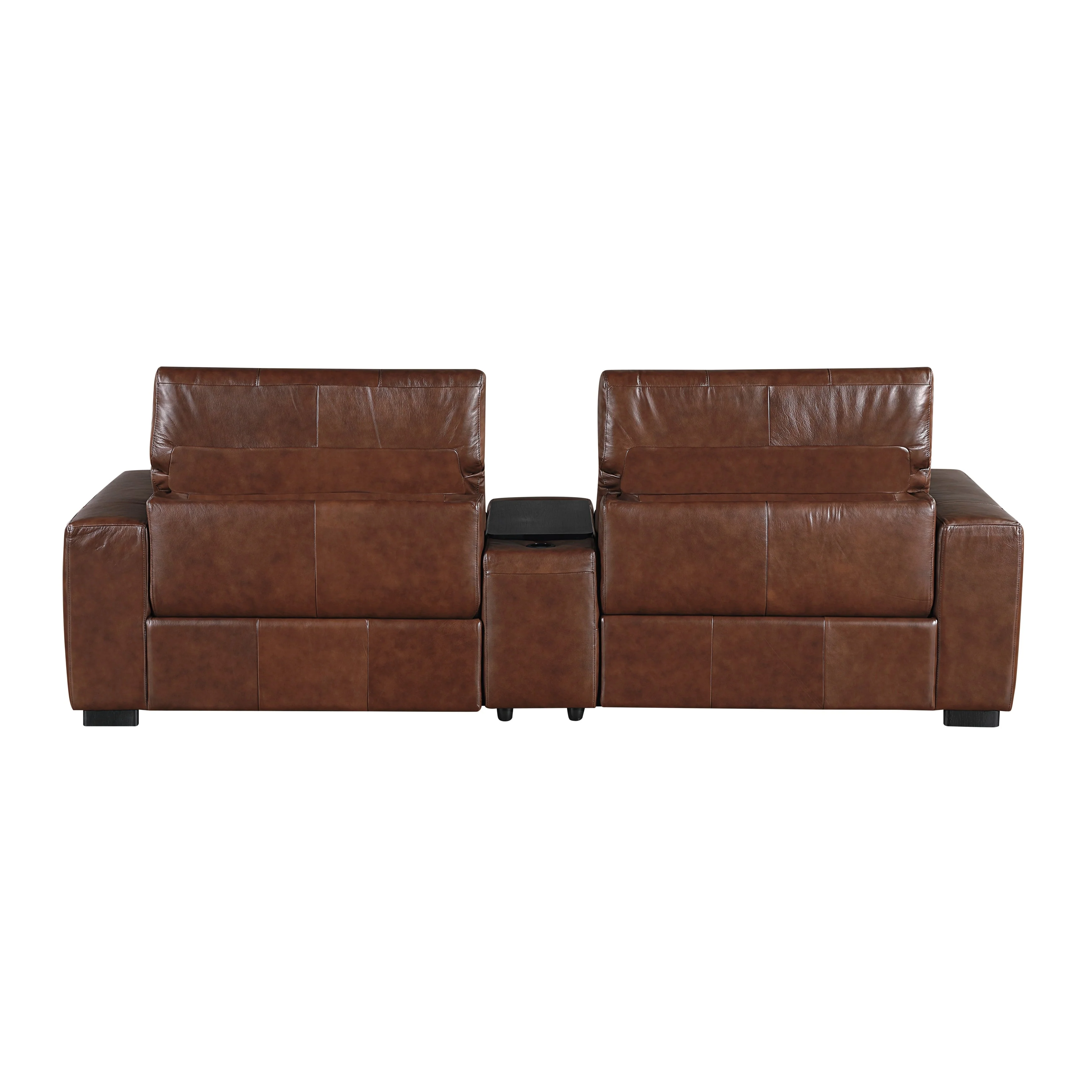 Sutton Brown Leather Power Double Reclining Loveseat with Center Console - Image 9
