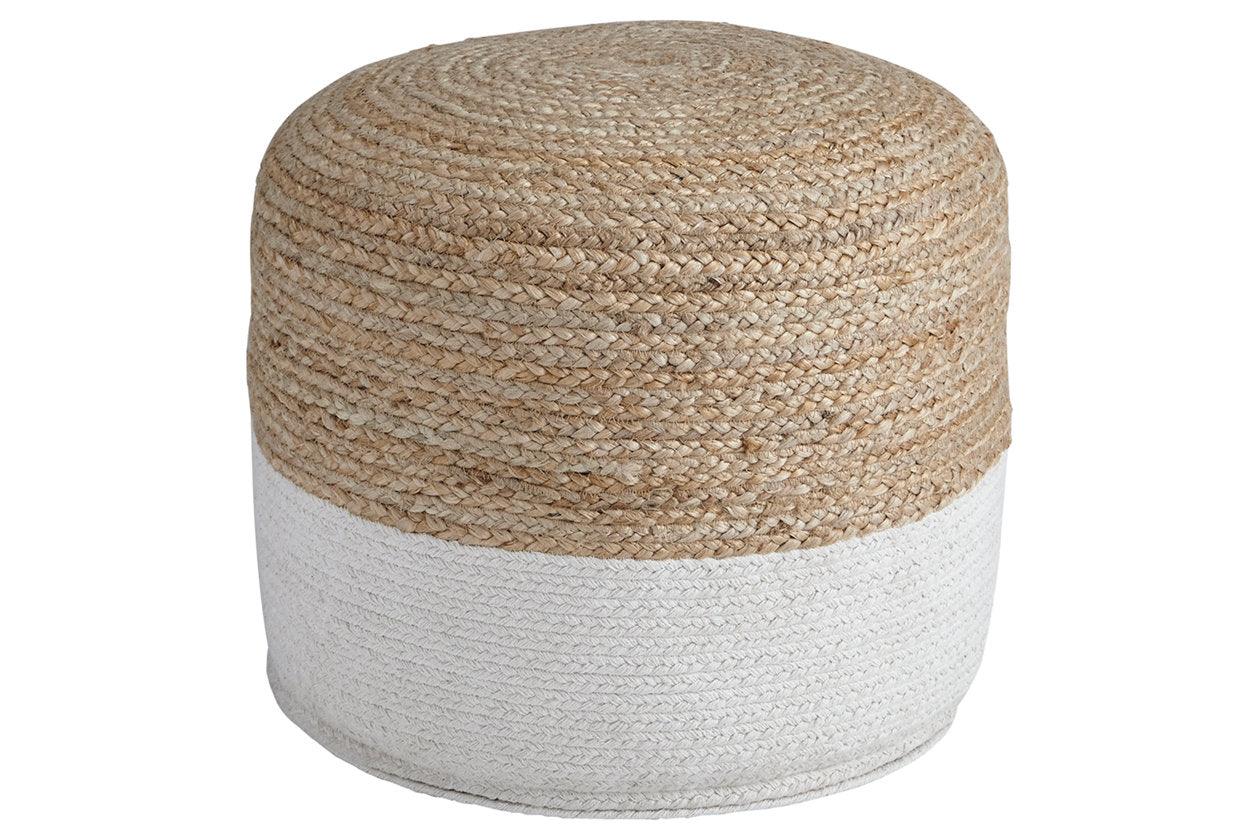 Sweed Valley Natural/White Pouf - Image 2