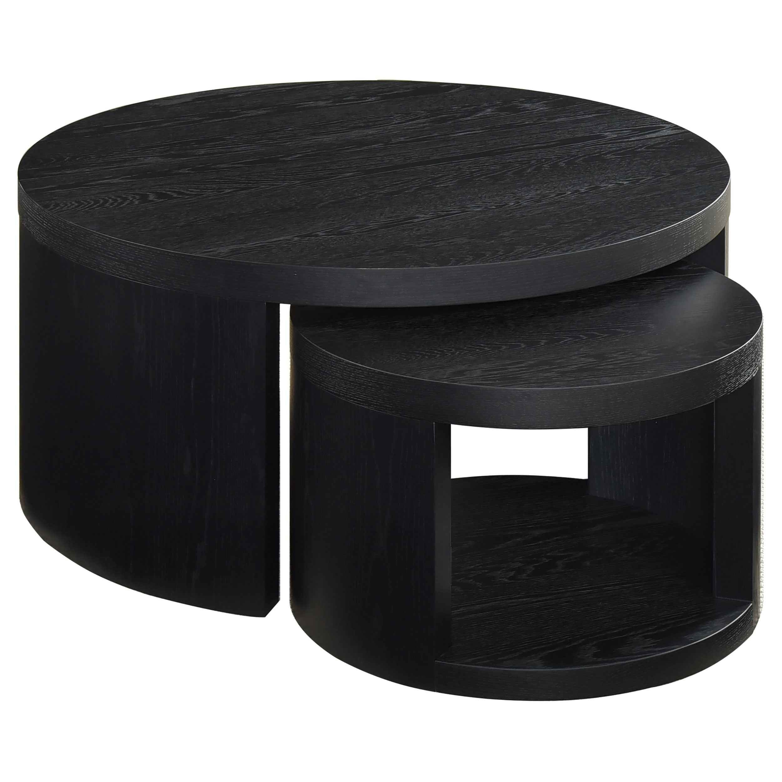 Sweeney Black 2-piece Round Wood Occasional Nesting Table Set - Image 2