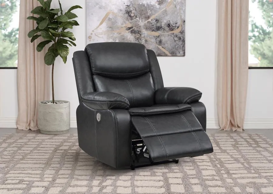 Sycamore Dark Grey Upholstered Power Recliner Chair - Image 2