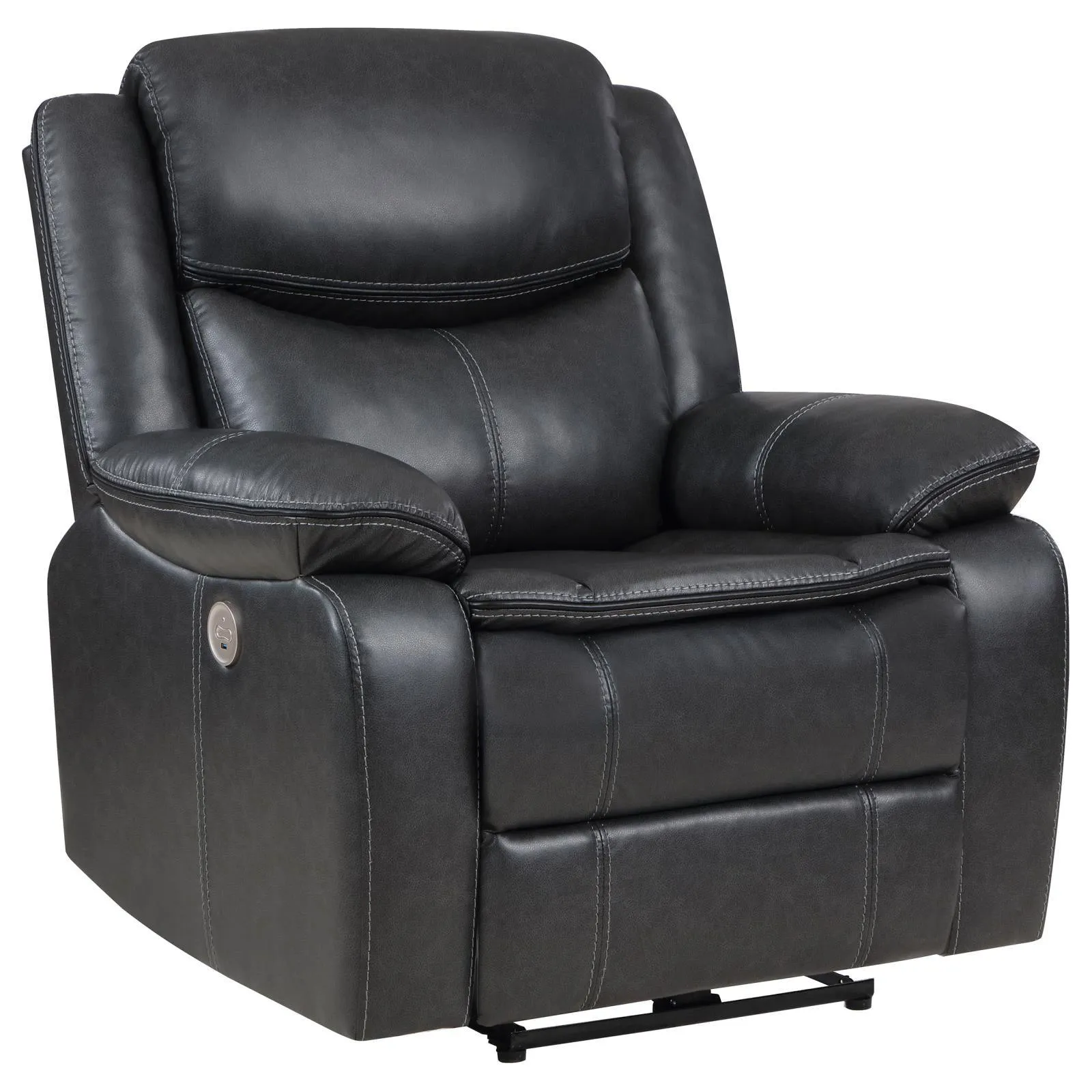 Sycamore Dark Grey Upholstered Power Recliner Chair - Image 3