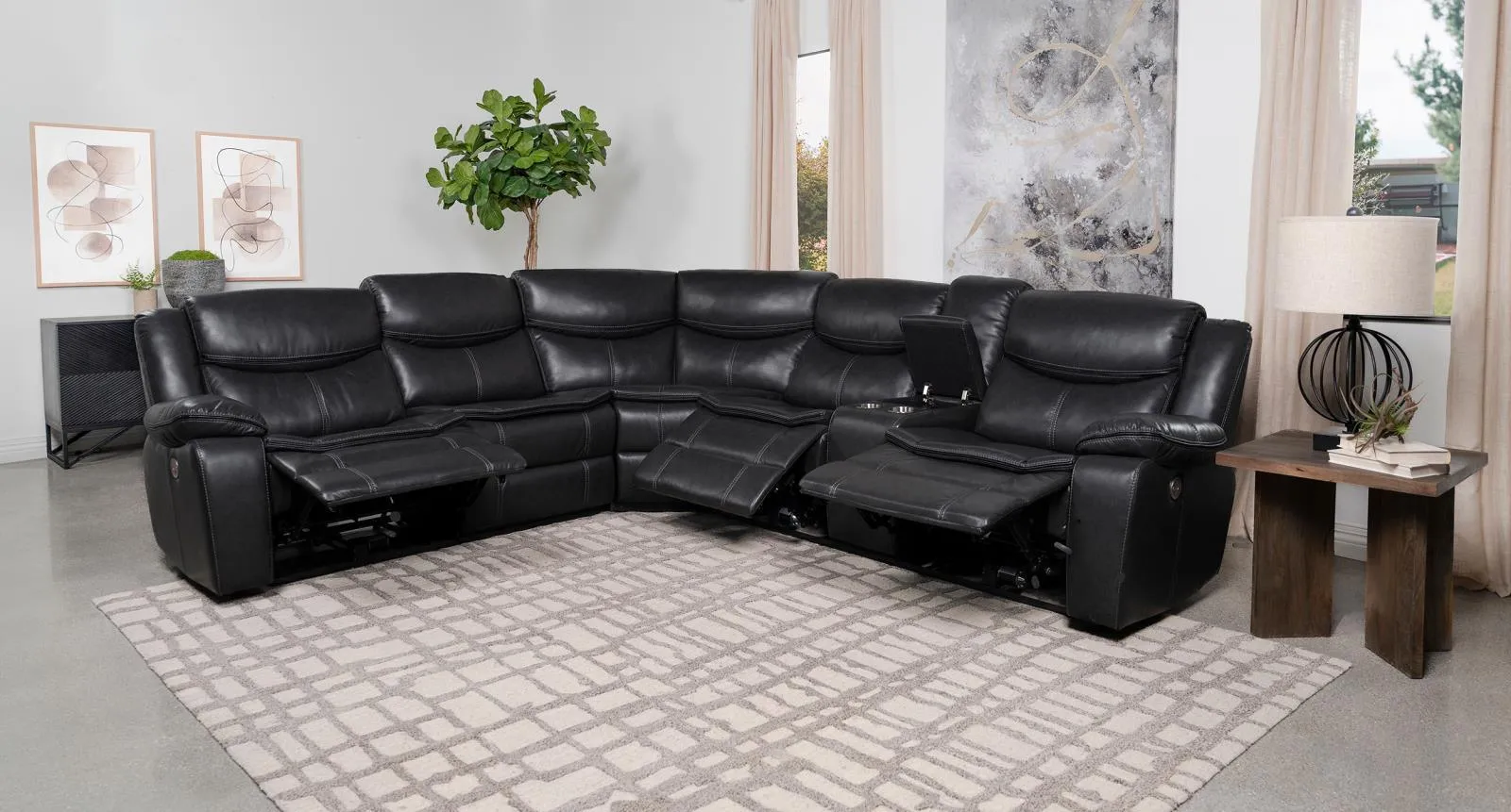 Sycamore Gray Upholstered Power Reclining Sectional - Image 2