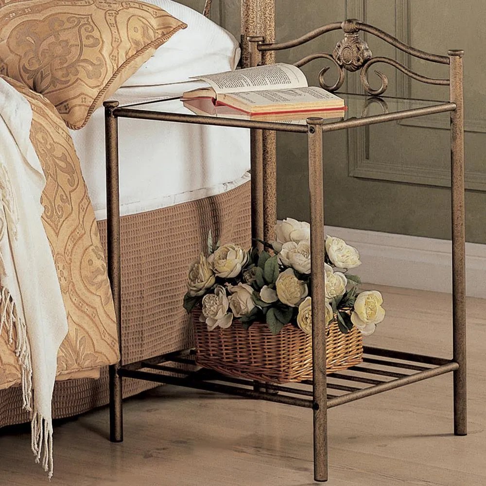 Sydney Antique Brushed Gold 2-Shlef Nightstand - Image 2