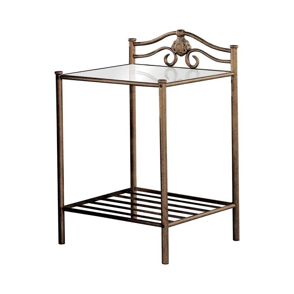 Sydney Antique Brushed Gold 2-Shlef Nightstand - Image 3