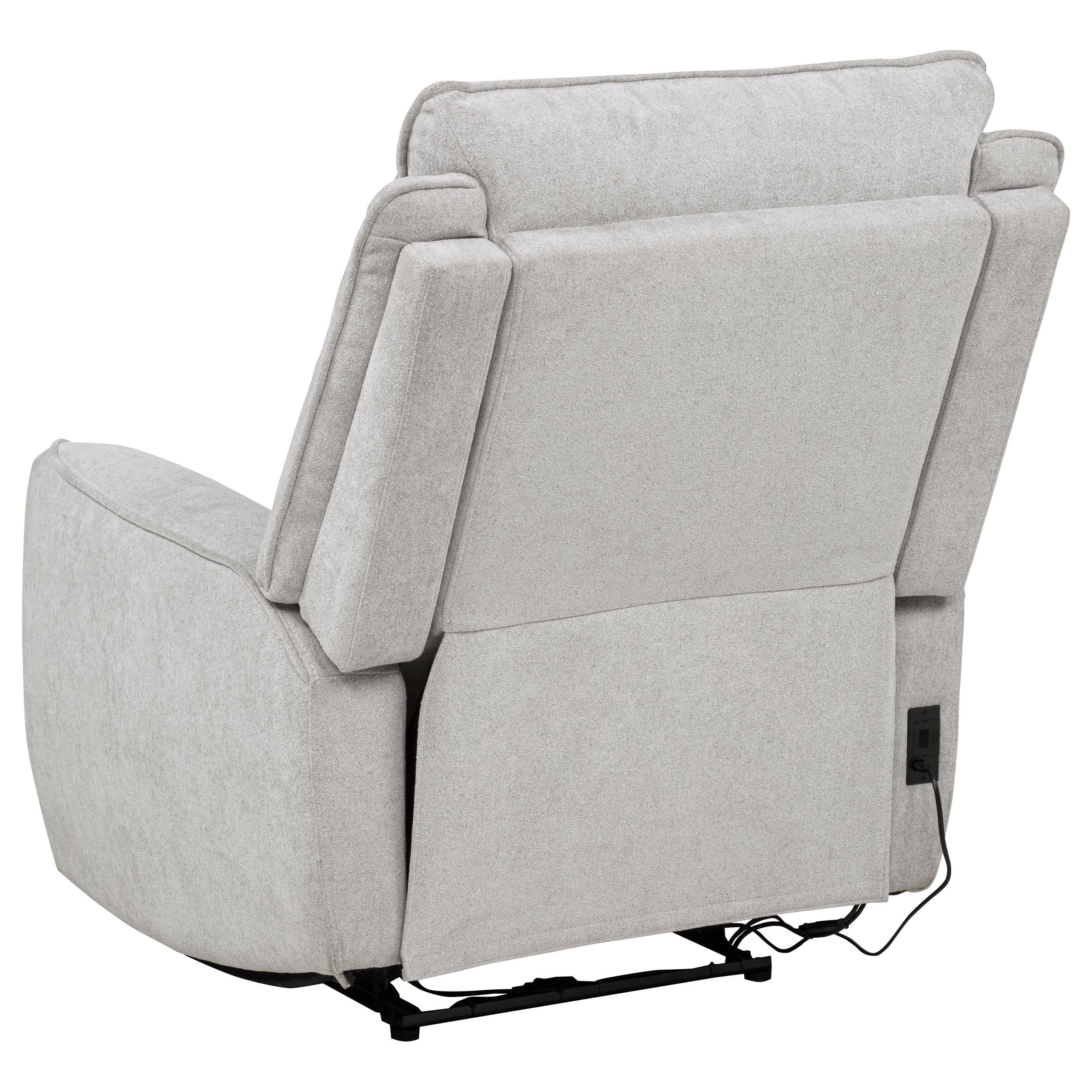 Sylmar Dove Gray Chenille Upholstered Power Recliner - Image 6