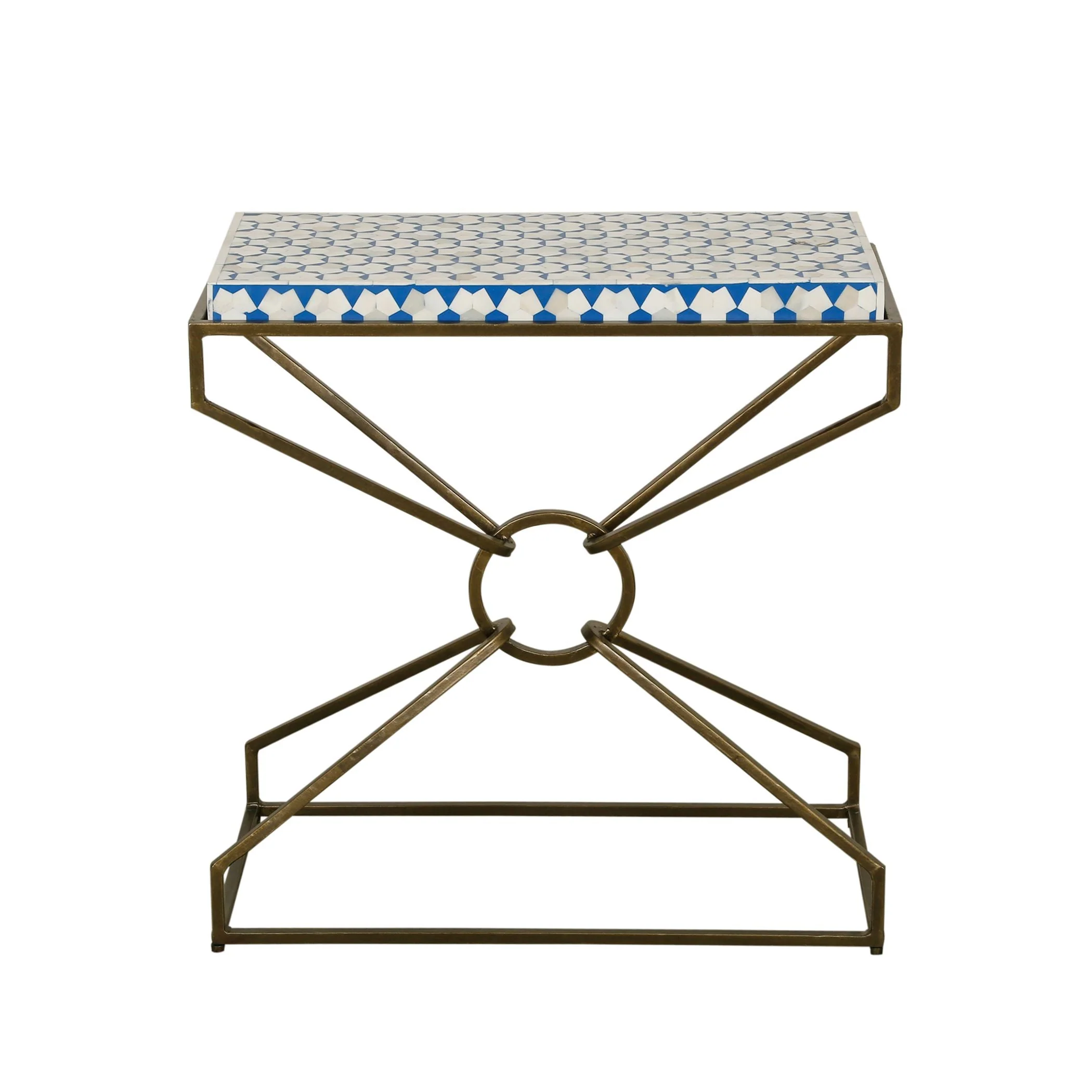 Taara 24" Side Table with Horn Inlay and Brass Base - Image 2