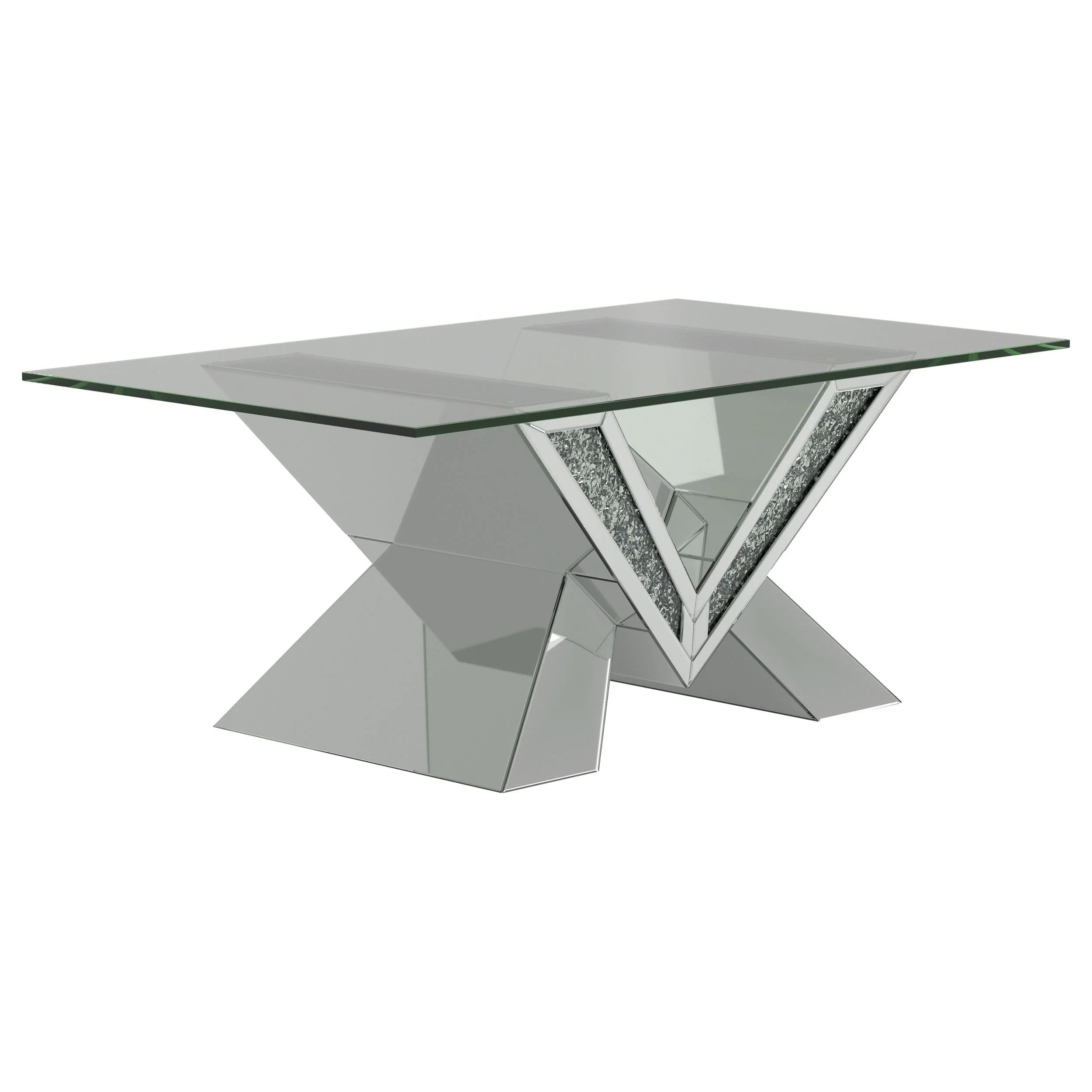 Taffeta Silver 2-Piece Mirrored Coffee and End Table Set - Image 3