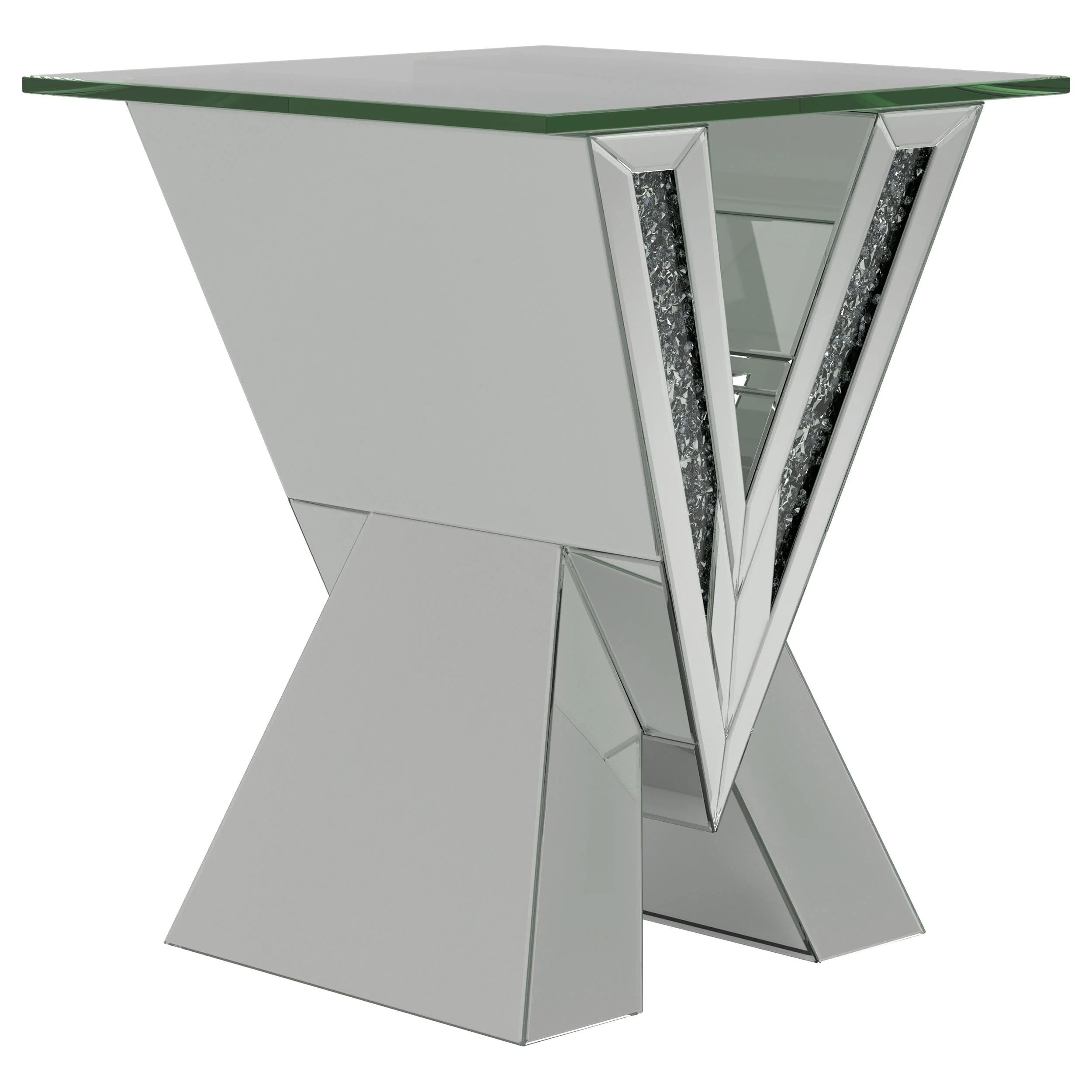 Taffeta Silver 2-Piece Mirrored Coffee and End Table Set - Image 5