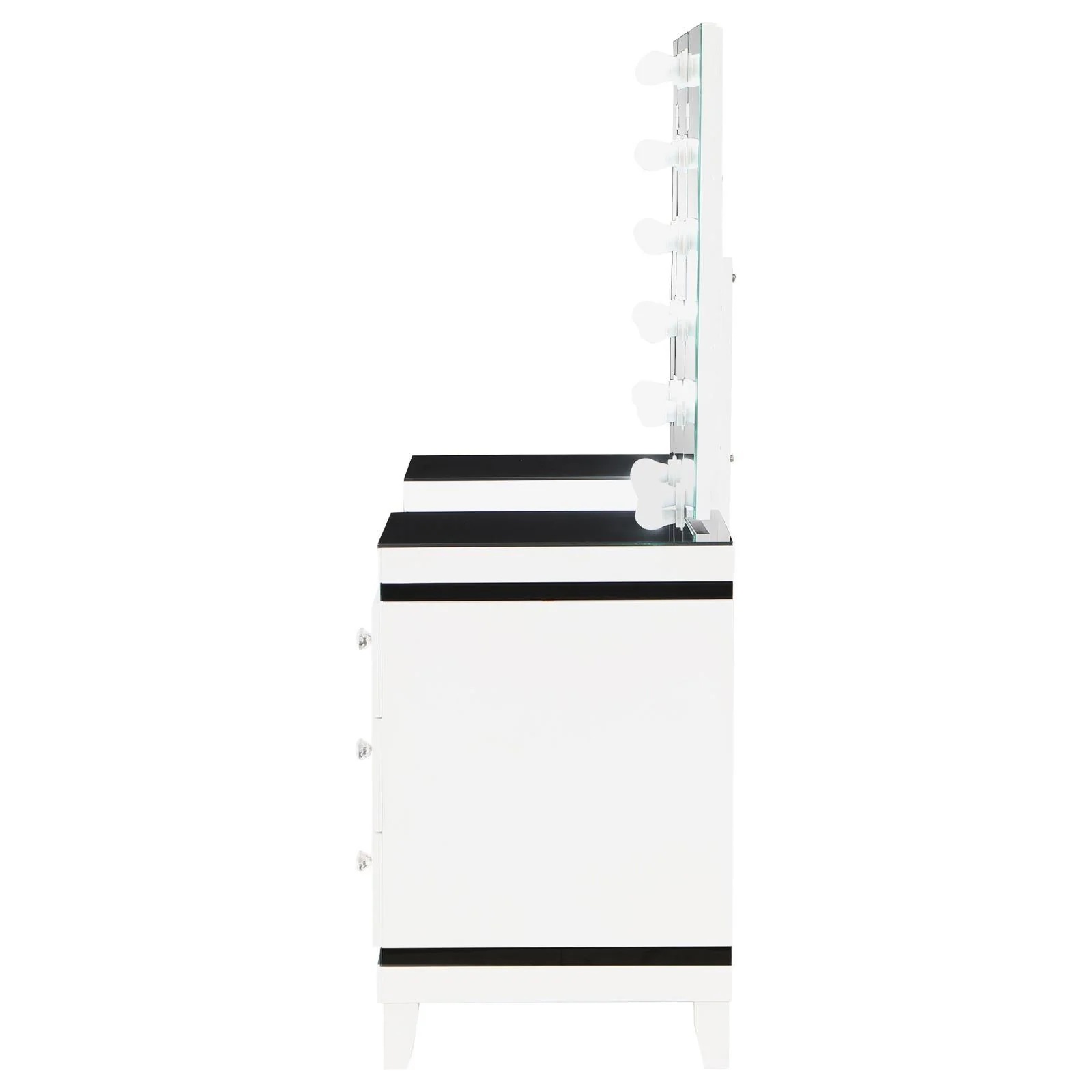 Talei Black and White 6-drawer Vanity Set with Hollywood Lighting - Image 5